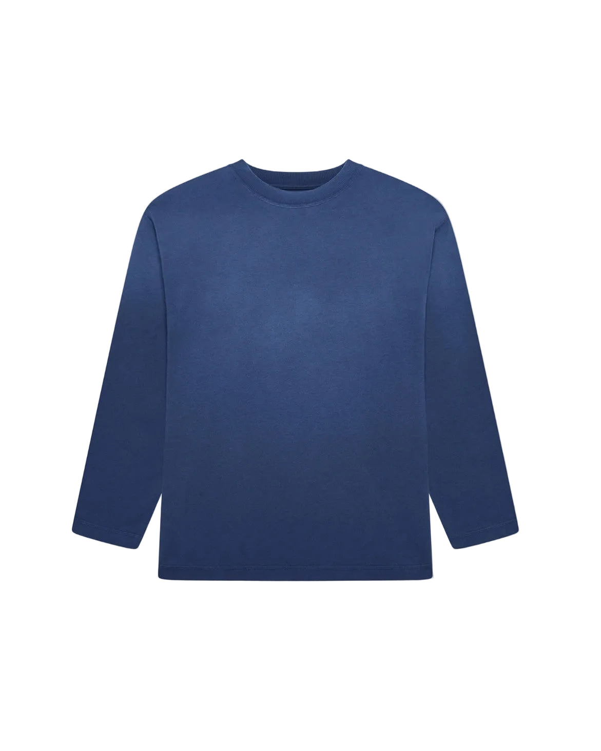 Front view of Kaizen Market Blank Heavyweight Fade Out Blue Longsleeve Tee