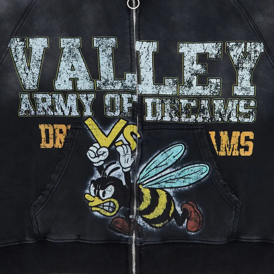 Vale Forever Valley Dreams Army Black Zip-Up Hoodie