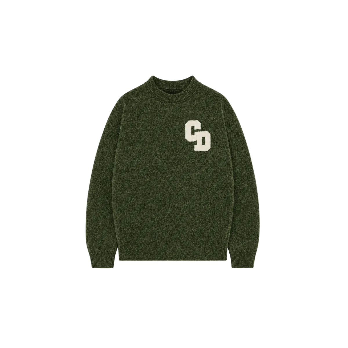 Front view of Cardair CD Logo Knit Olive Sweatshirt