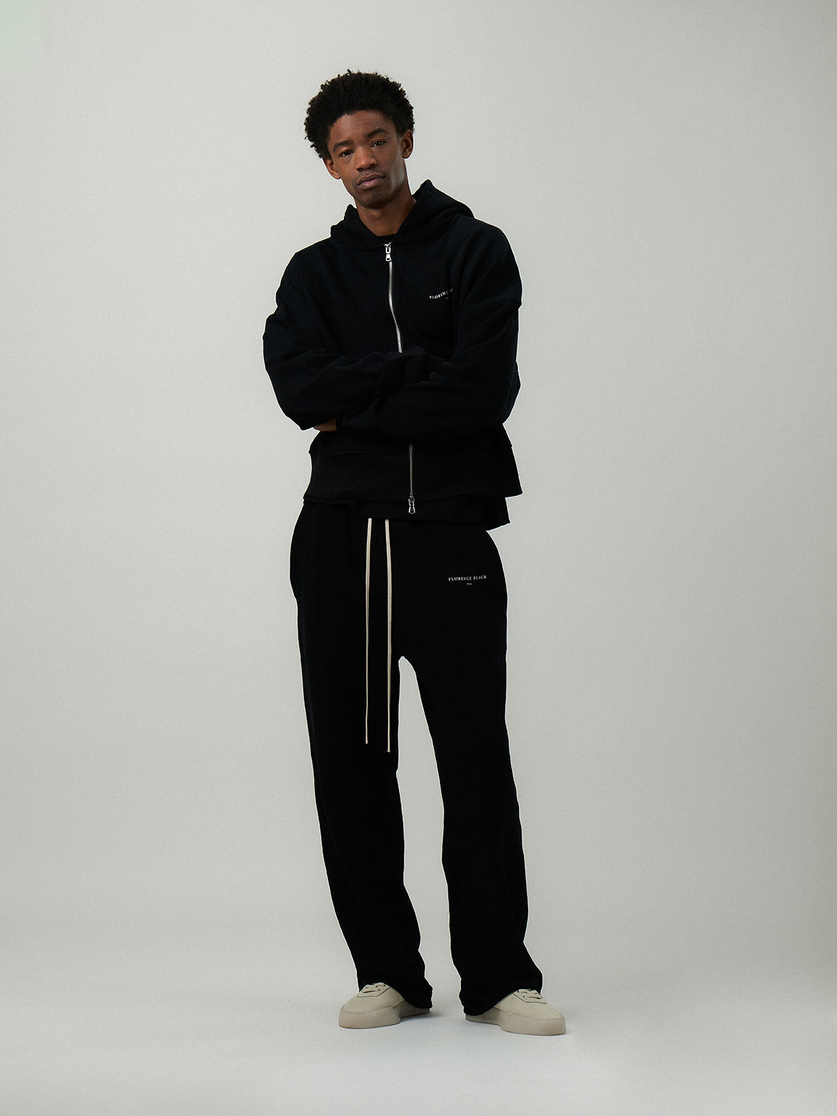Florence Black 1954 Crop Black Zip-Up Hoodie