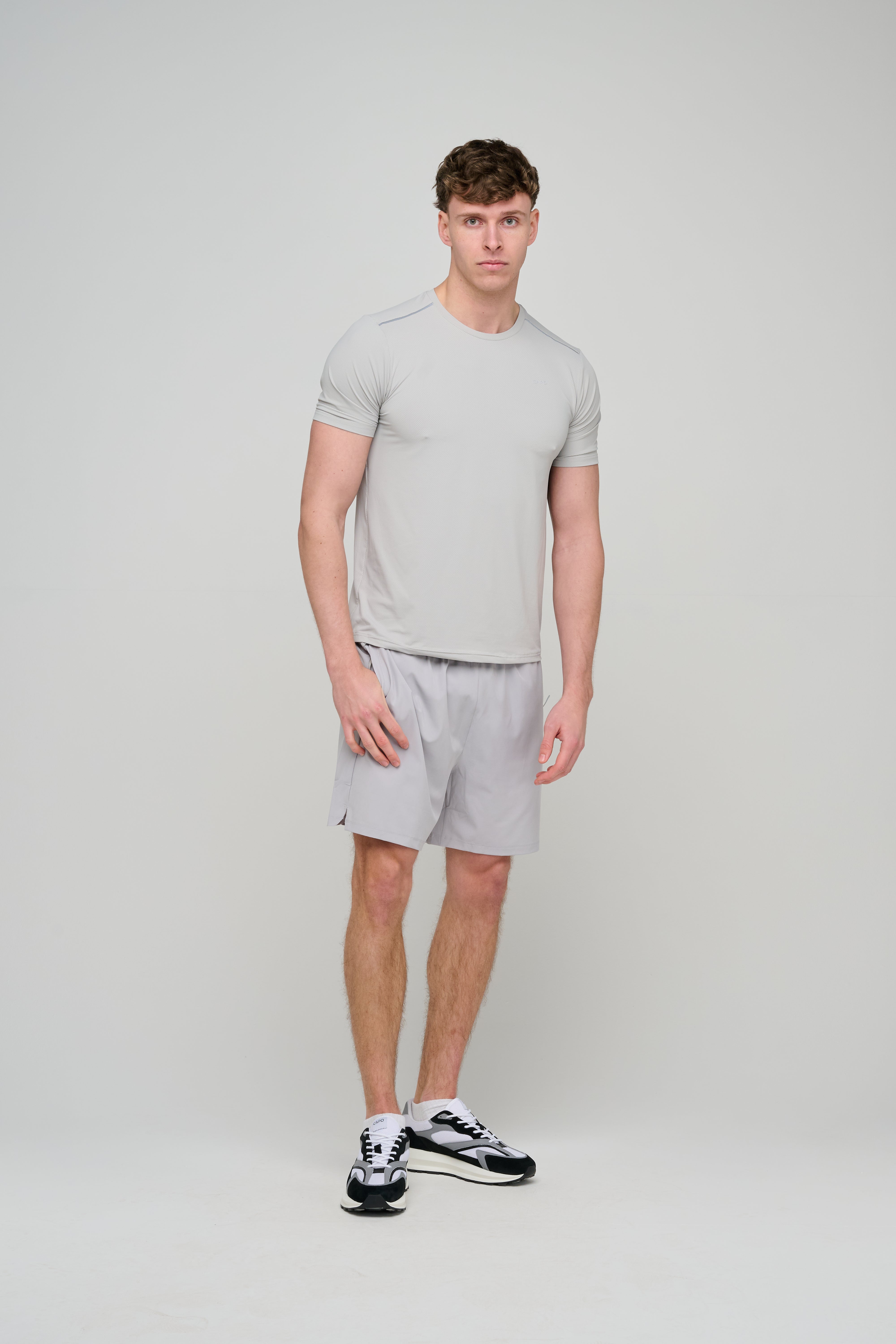 Model view of CAPO Active Core Grey Shorts