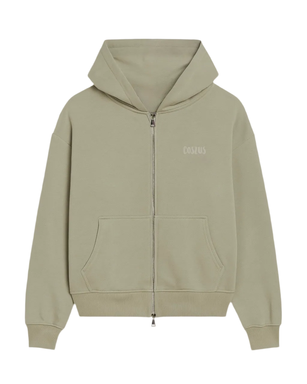 Coszus Embroidered Sage Zip-Up Hoodie