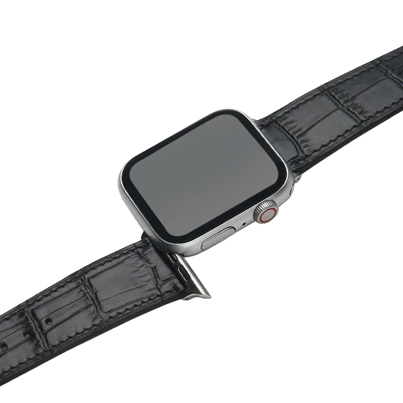 MM London Matte Finish Crocodile Black Apple Watch Strap (38/40mm)