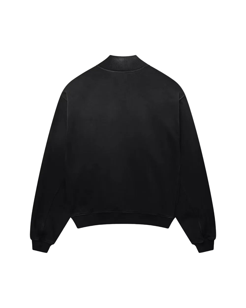 Back view of Kaizen Market Blank Heavyweight Fade Out Black Bomber Jacket