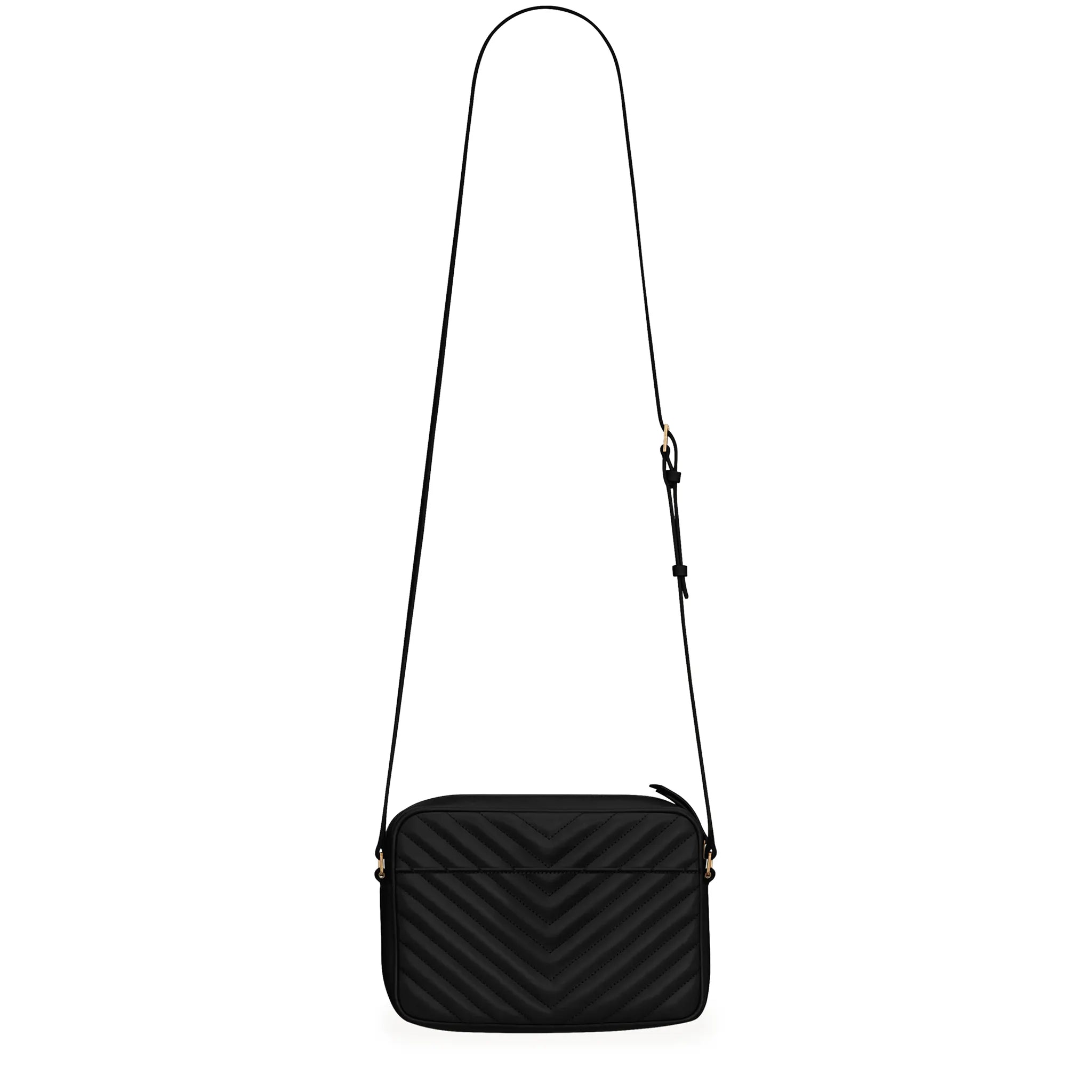 Back View of Saint Laurent Quilted Leather Lou Black Camera Bag