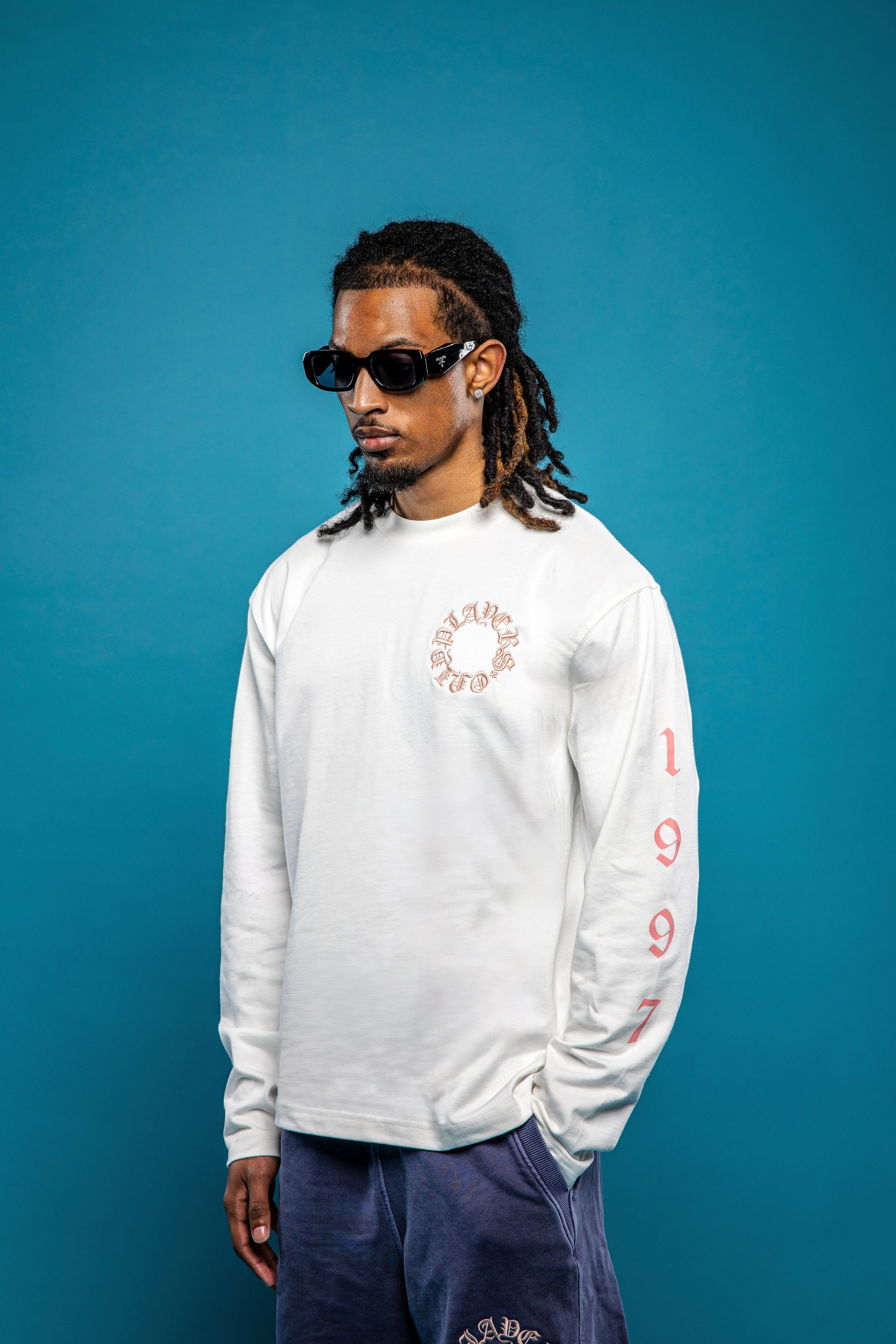 Players Only Embroidered L/S Ecru Pink T-Shirt