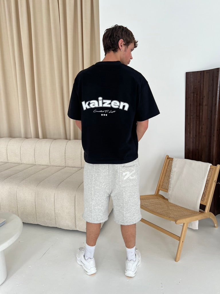 Back view of Kaizen Market Reversible Grey/Black Shorts