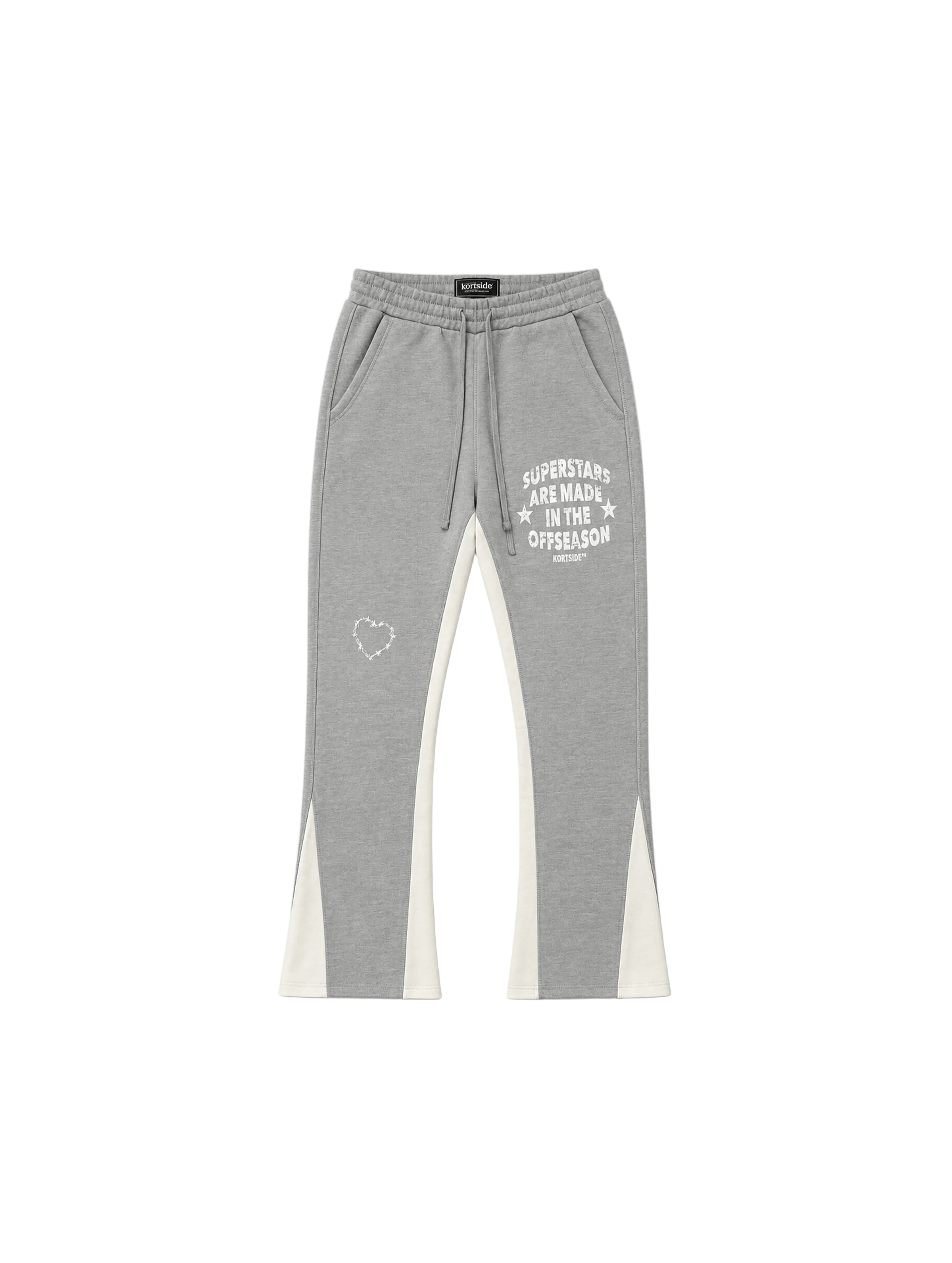 Front view of kortsiide Superstar Flared Marl Grey Sweatpants