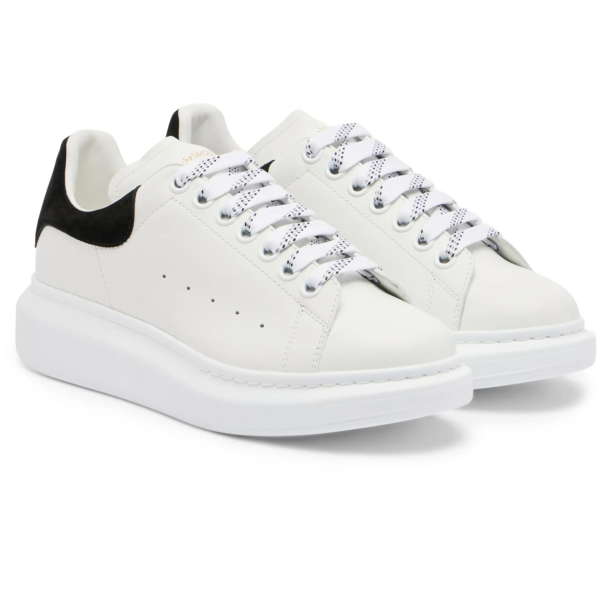 Front Side View of Alexander Mcqueen Raised Sole White Black Sneaker