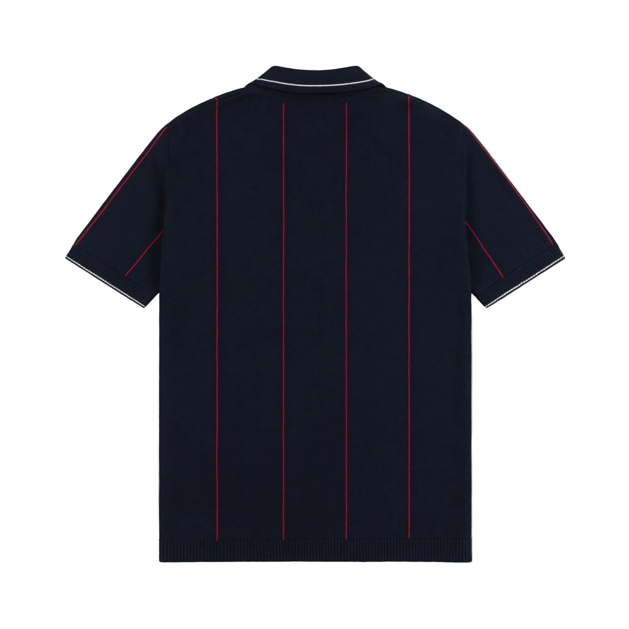 Alma De Ace Stripe Knit Navy Blue Polo Shirt