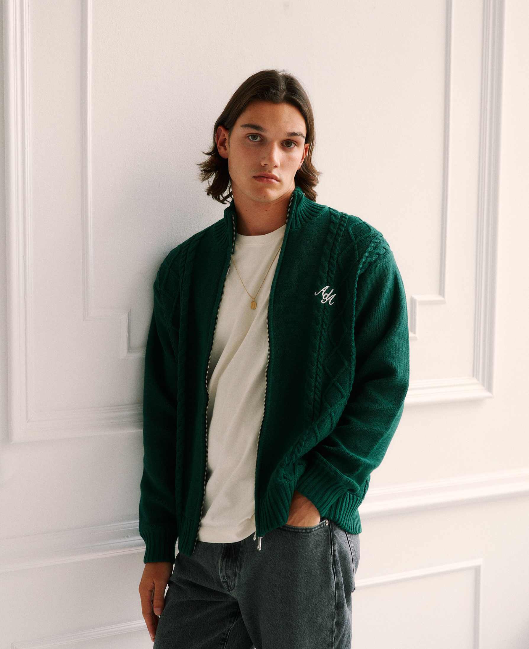 Alma De Ace Sila Knitted Forest Green Jacket