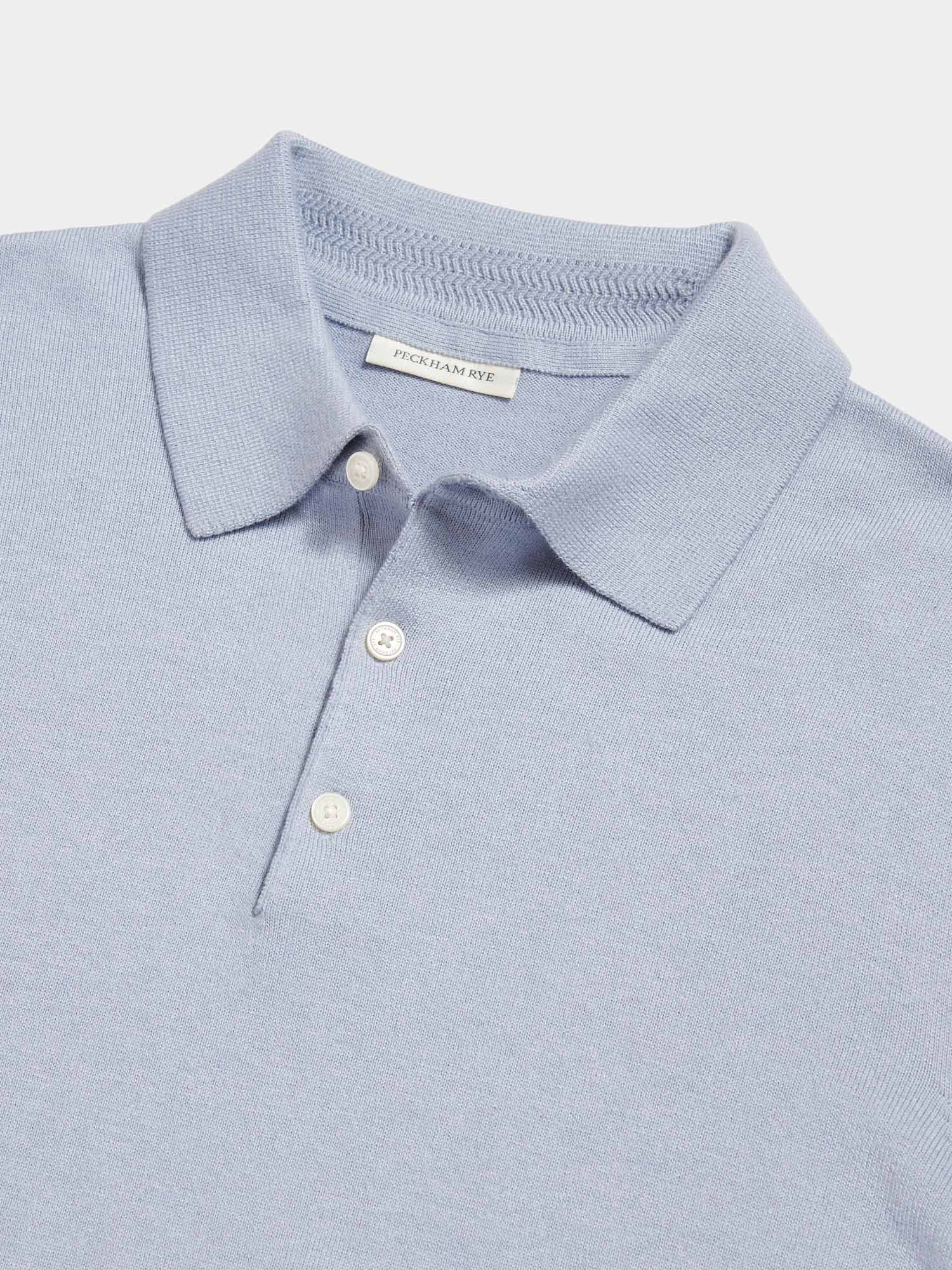 Peckham Rye Knit Blue Blizzard Polo Shirt