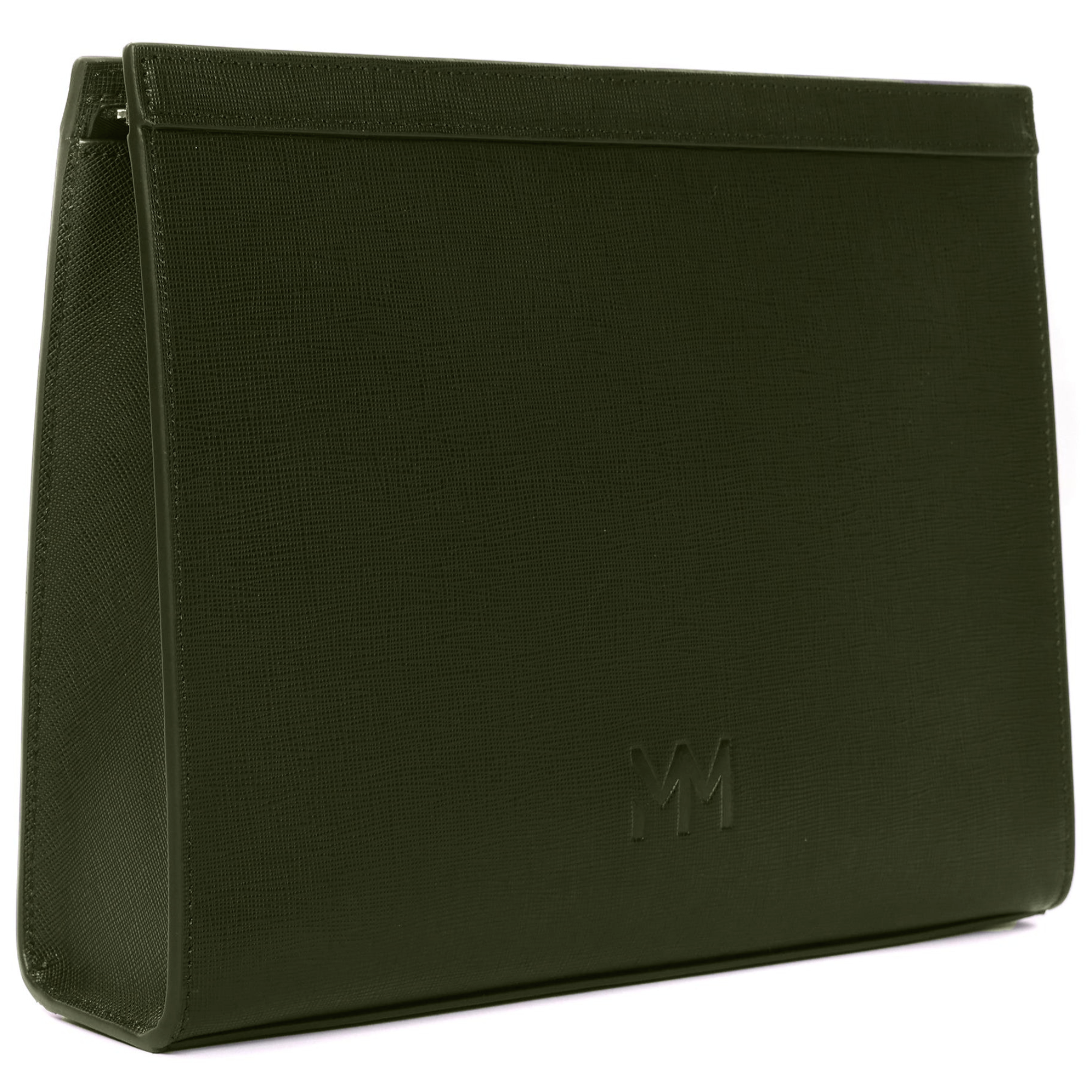 MM London Nardo Saffiano Olive Clutch Bag