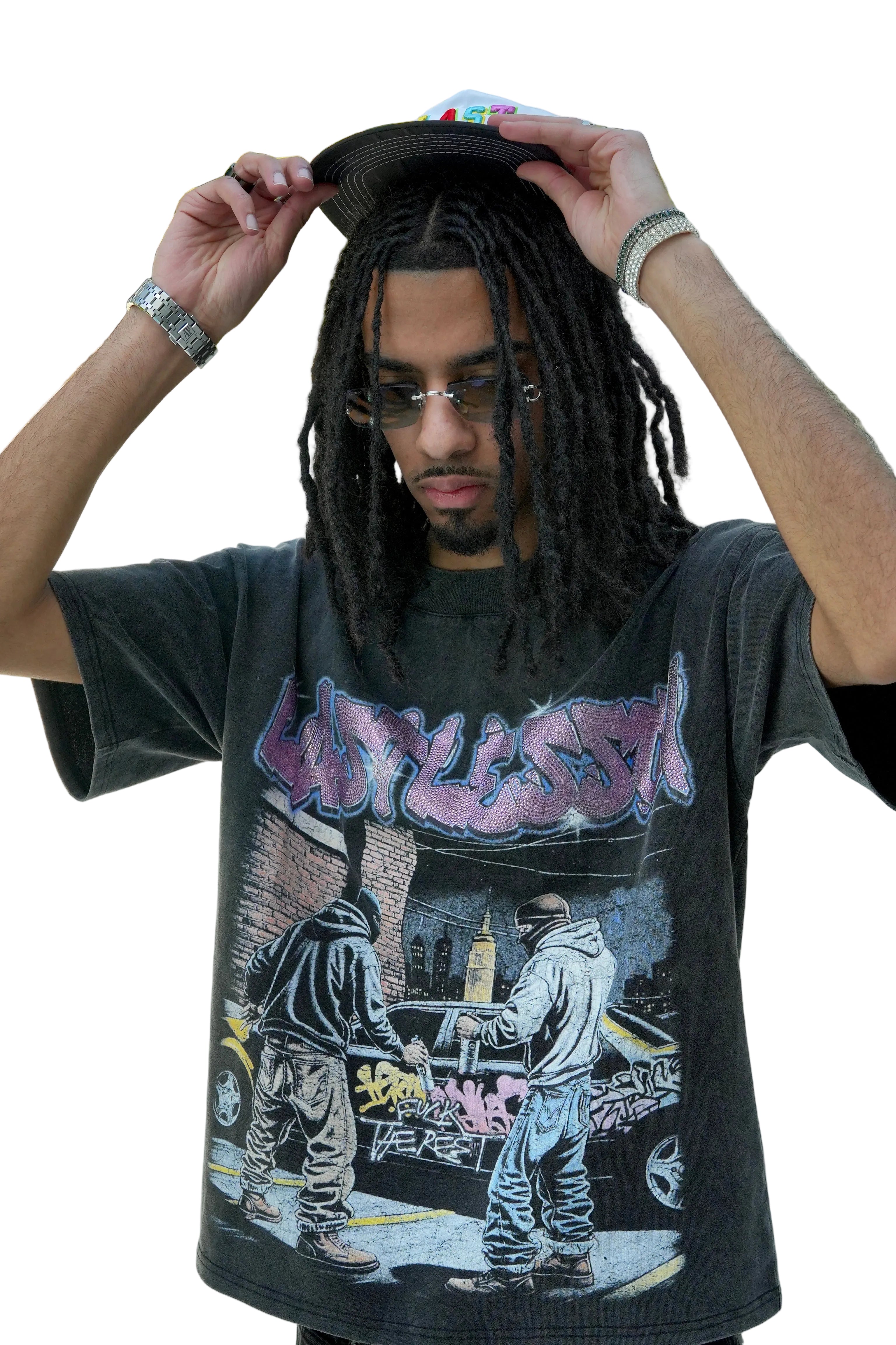 Last Lesson Washed Graffiti Black T-Shirt