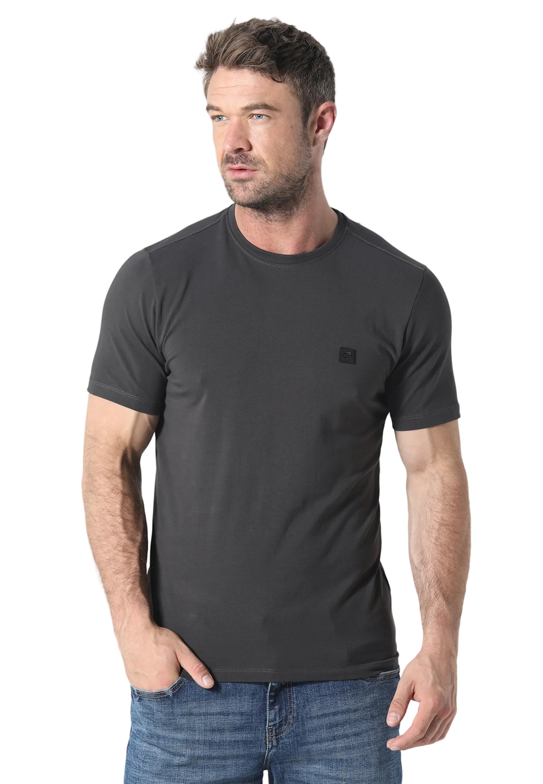 Front View of 883 Police Dover Dusty Grey T-Shirt