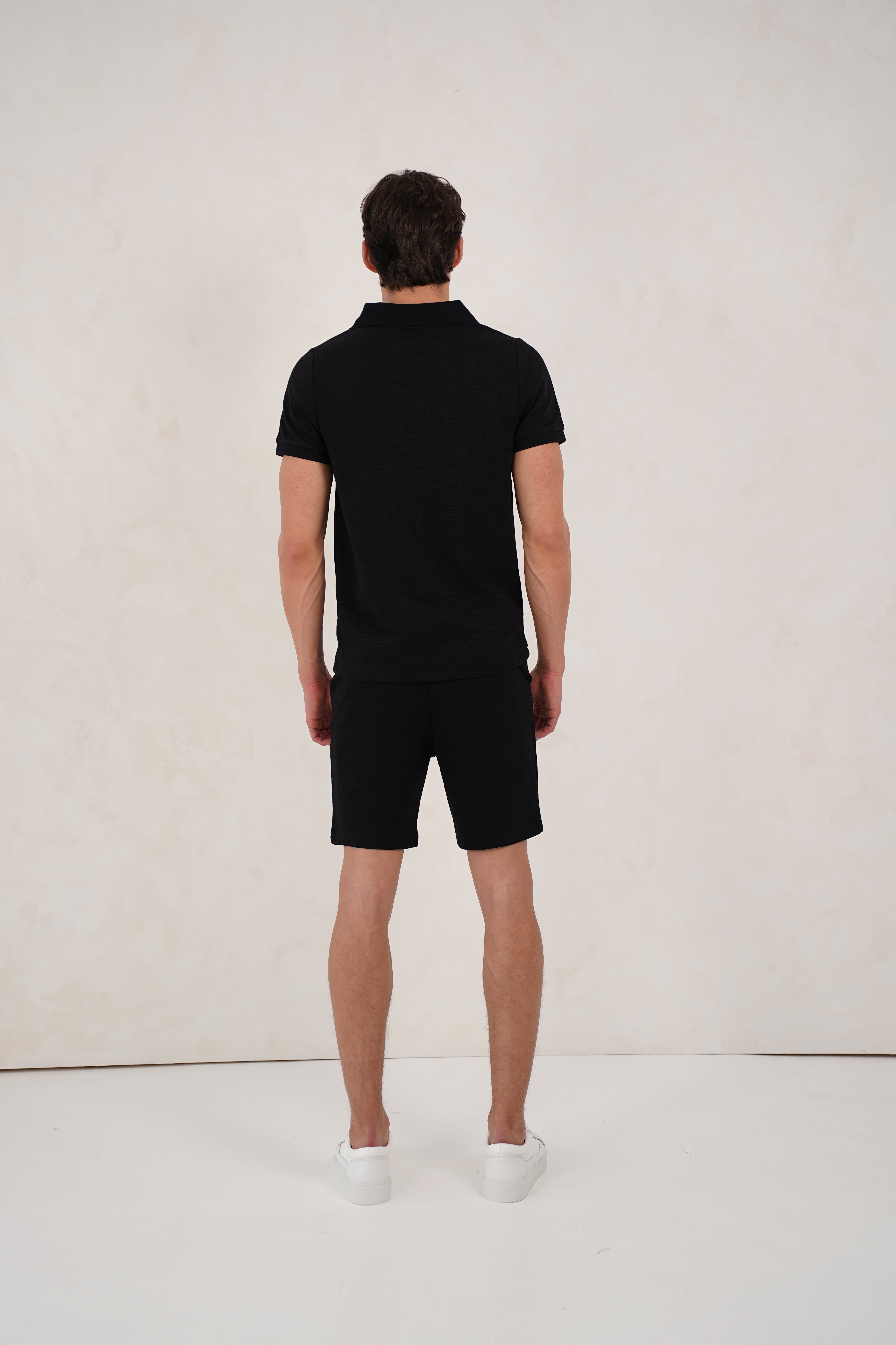 CAPO Jersey Slub Cuban Black Polo Shirts