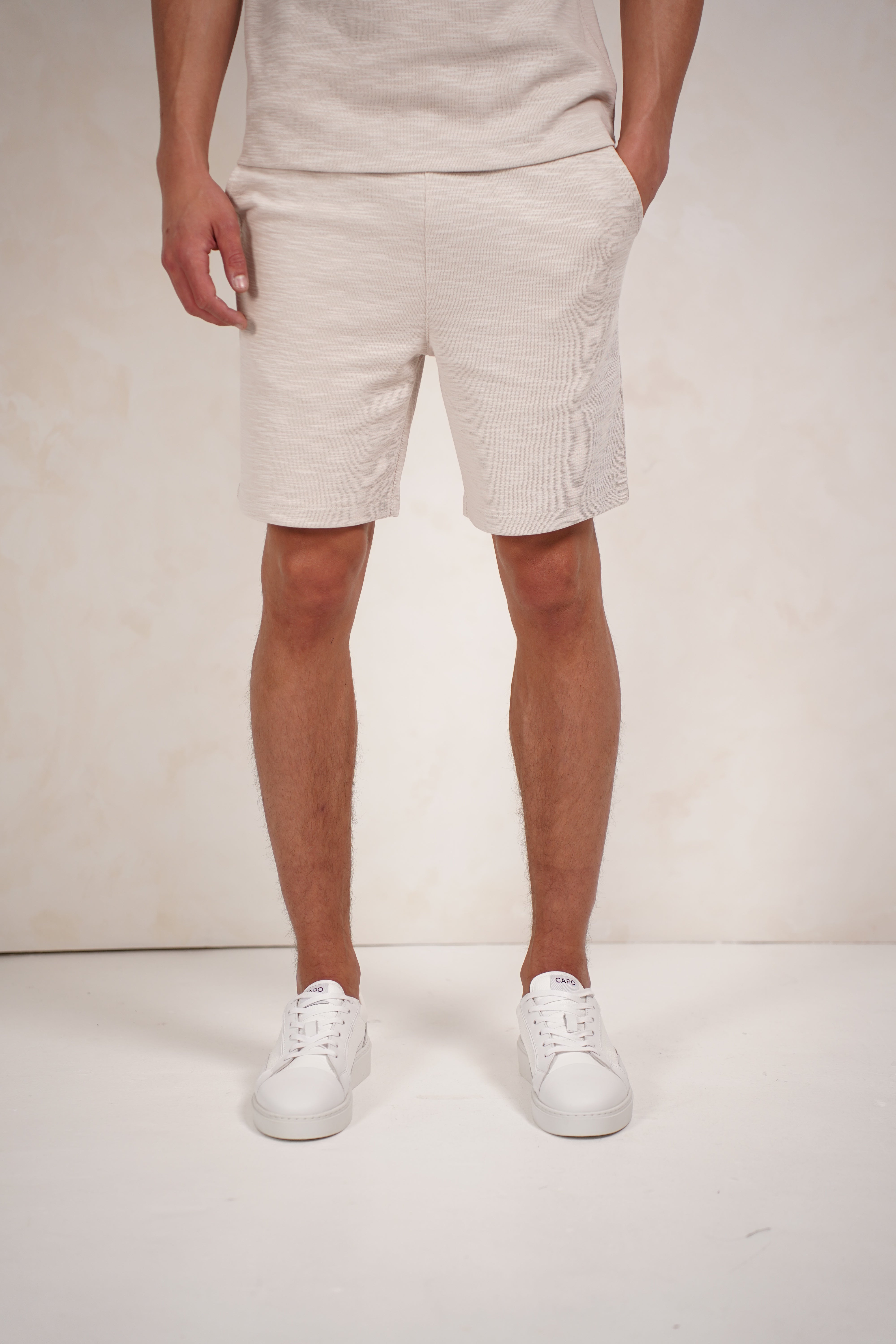 Front view Jersey Slub Stone Grey Shorts