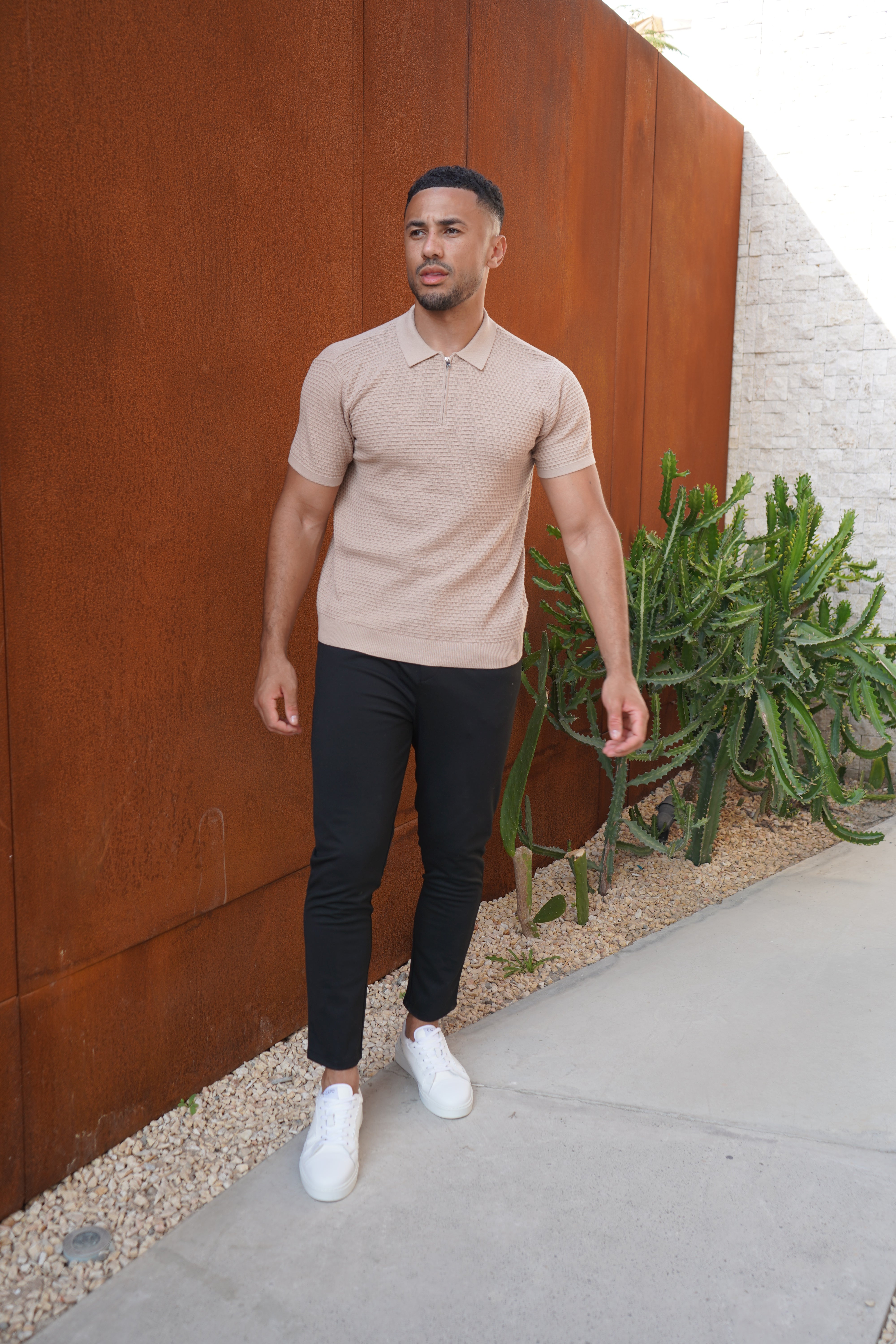 CAPO Micro Square Taupe Polo Shirt