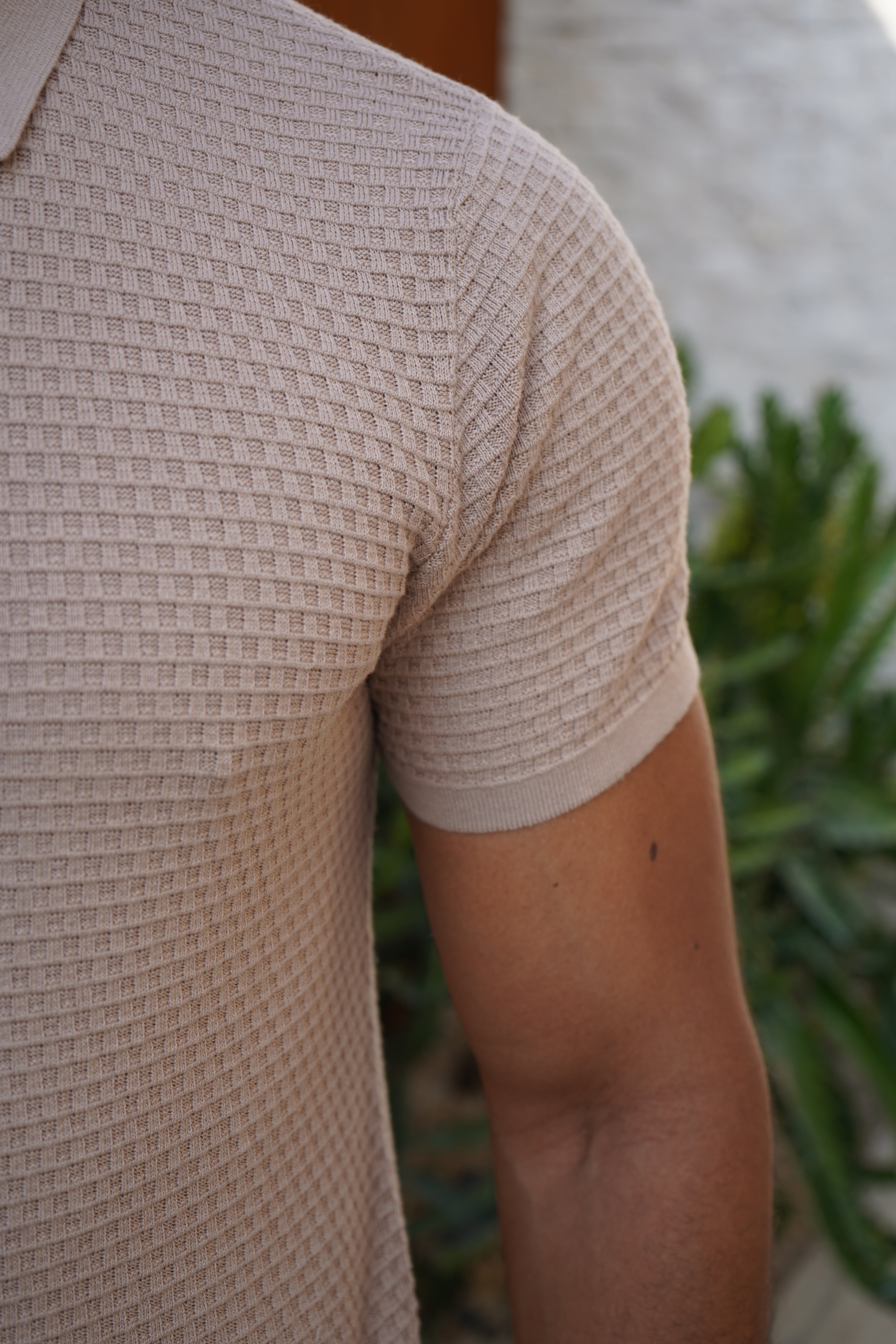 CAPO Micro Square Taupe Polo Shirt