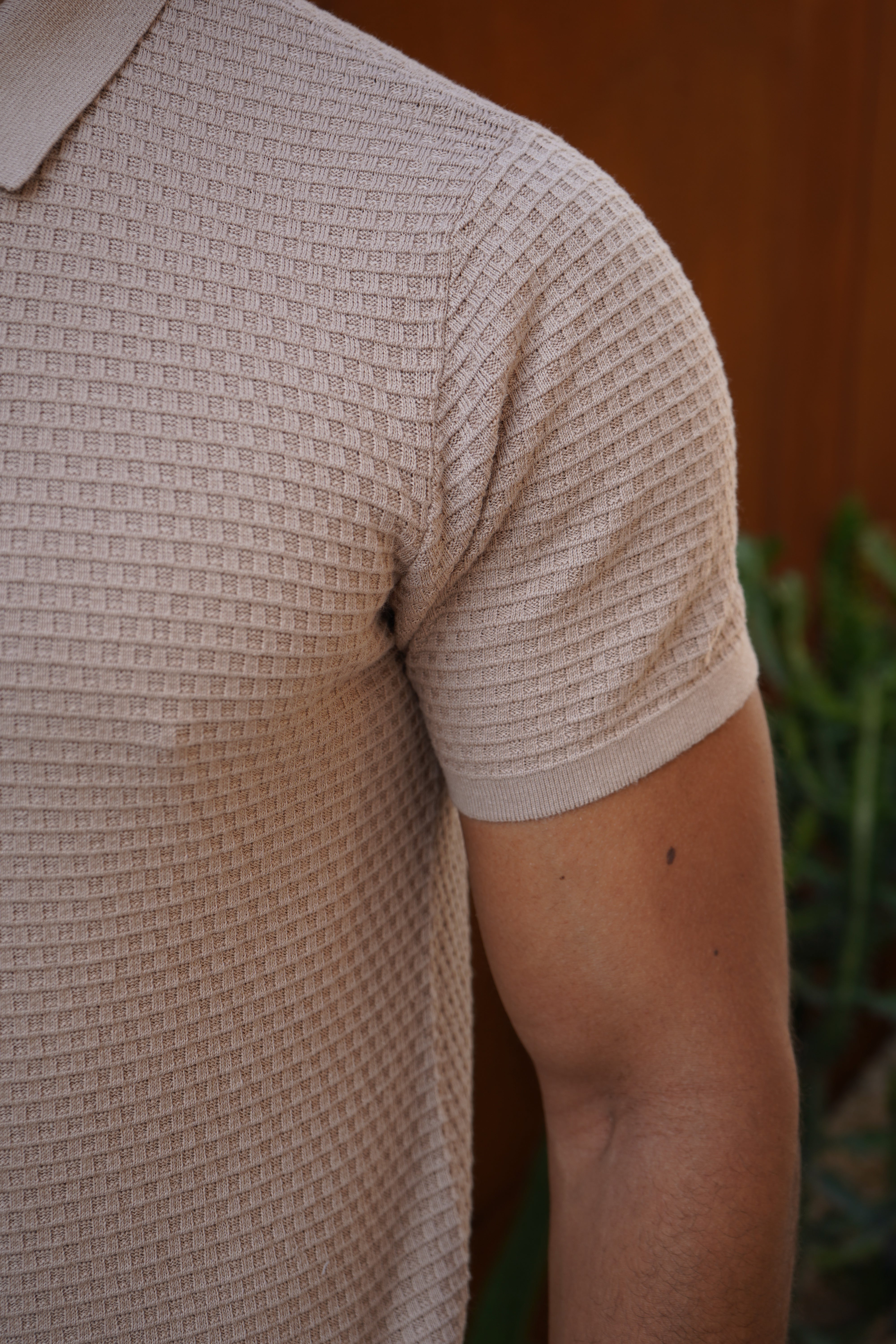 CAPO Micro Square Taupe Polo Shirt
