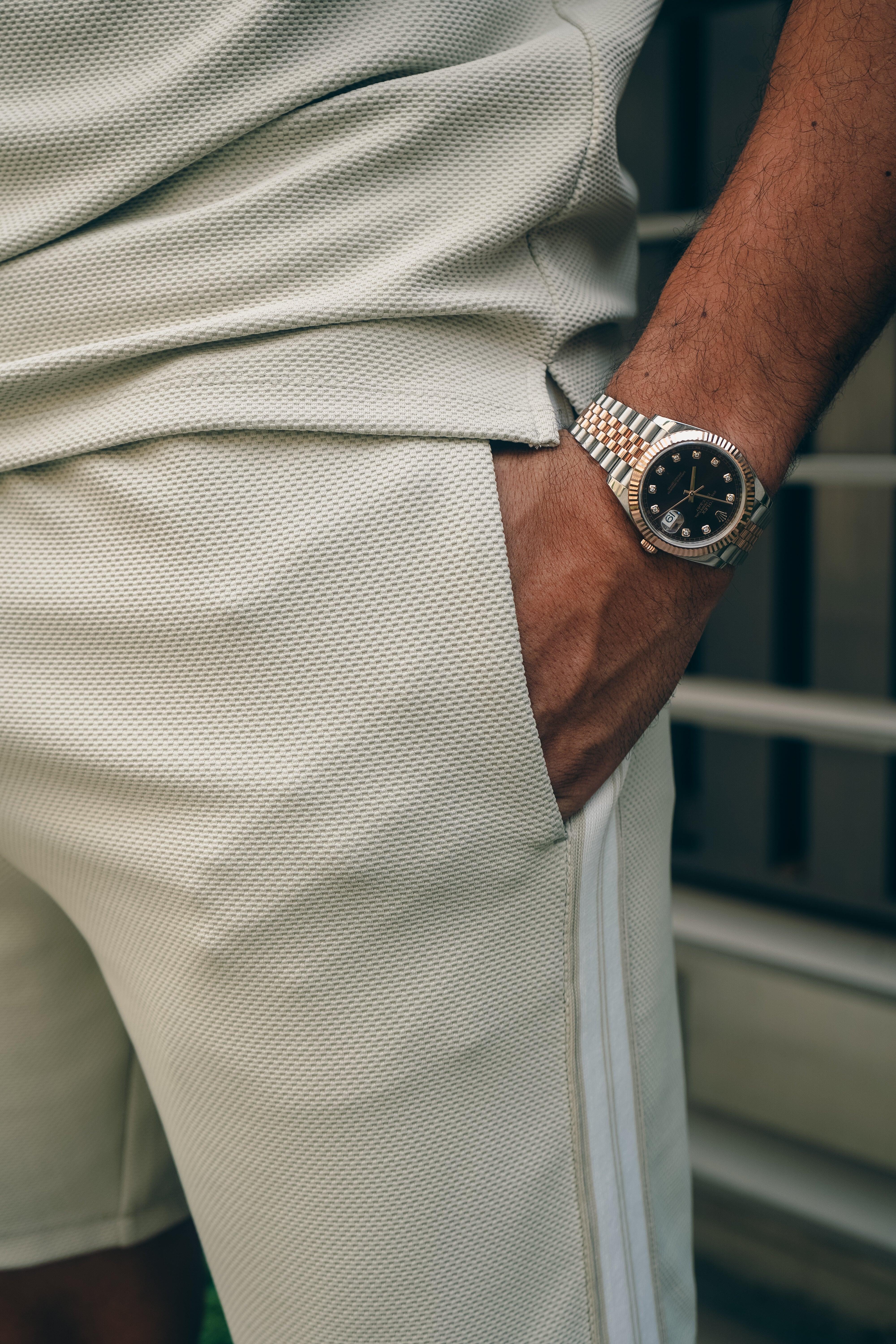 Pocket view CAPO Textured Tape Light Beige Shorts