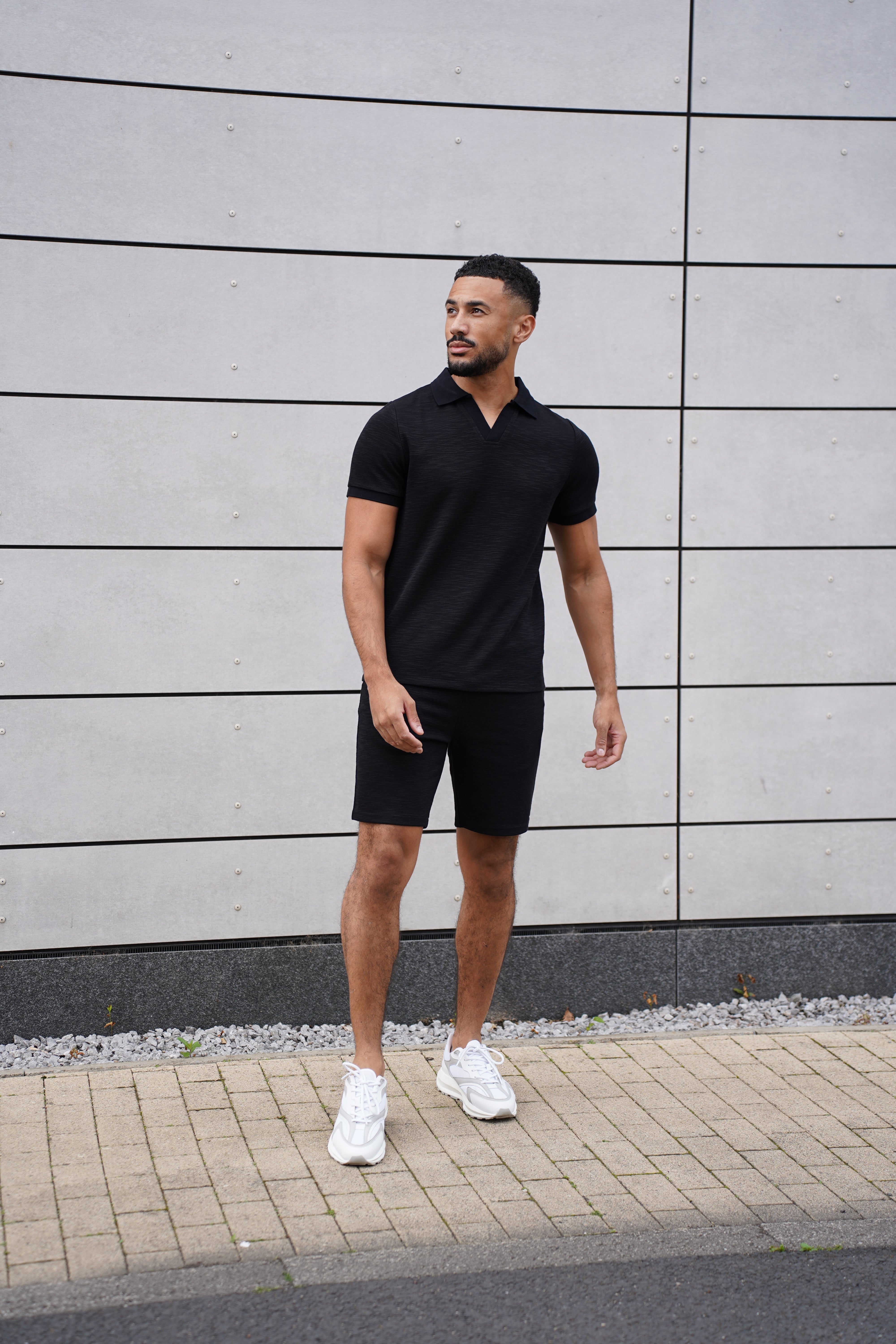 CAPO Jersey Slub Cuban Black Polo Shirts