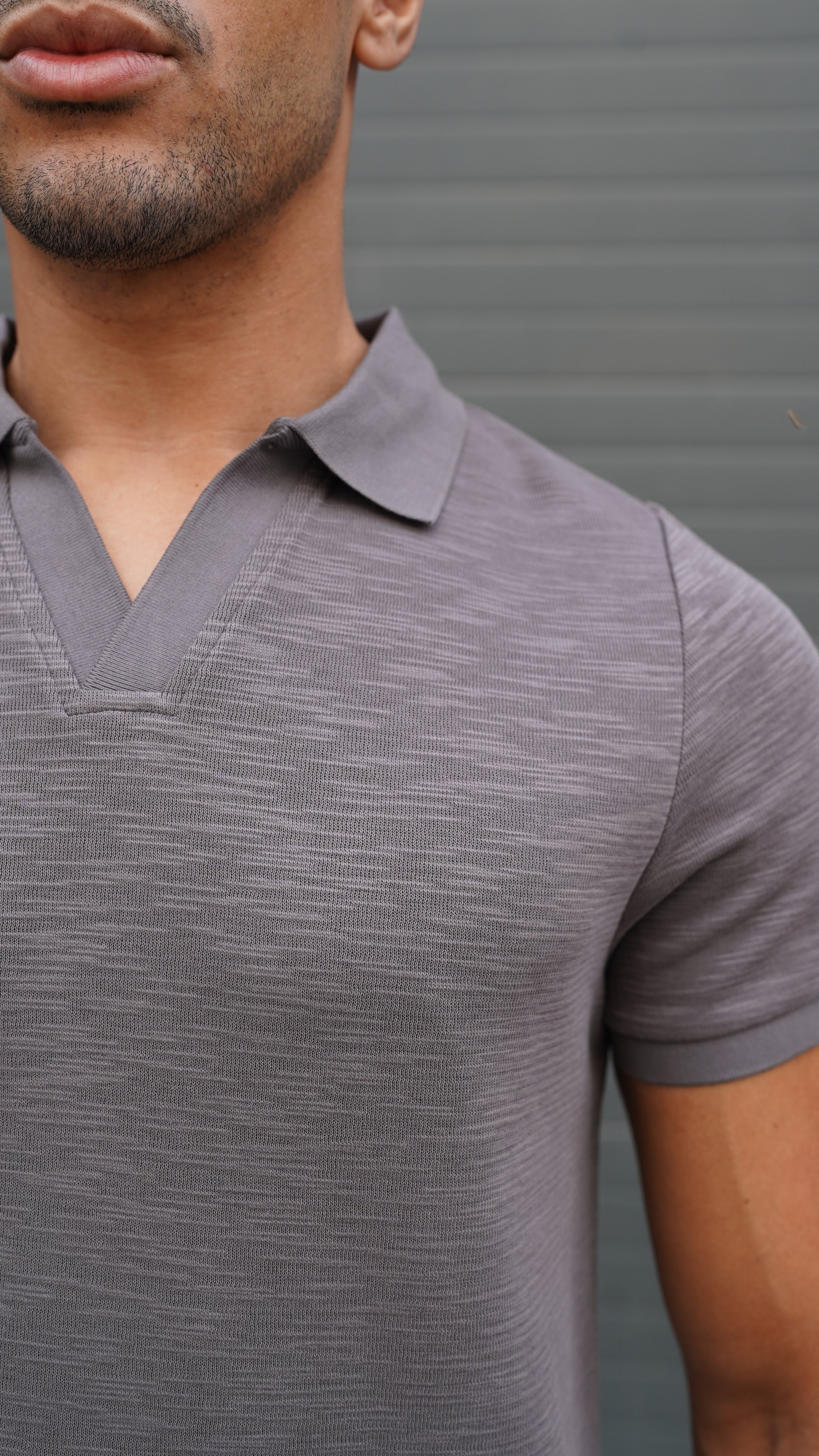 CAPO Slub Cuban Charcoal Polo Shirt