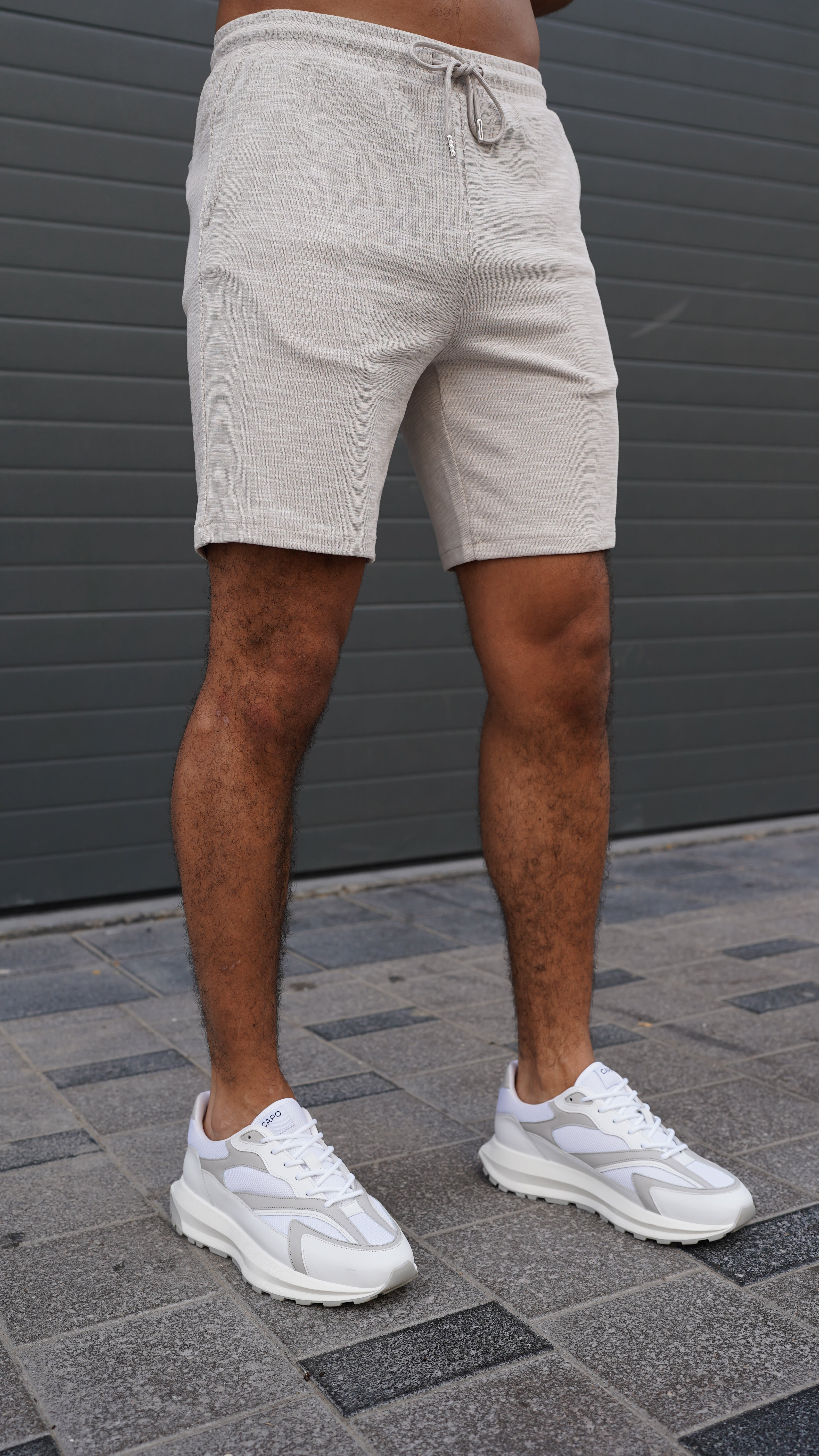 Side view Jersey Slub Stone Grey Shorts