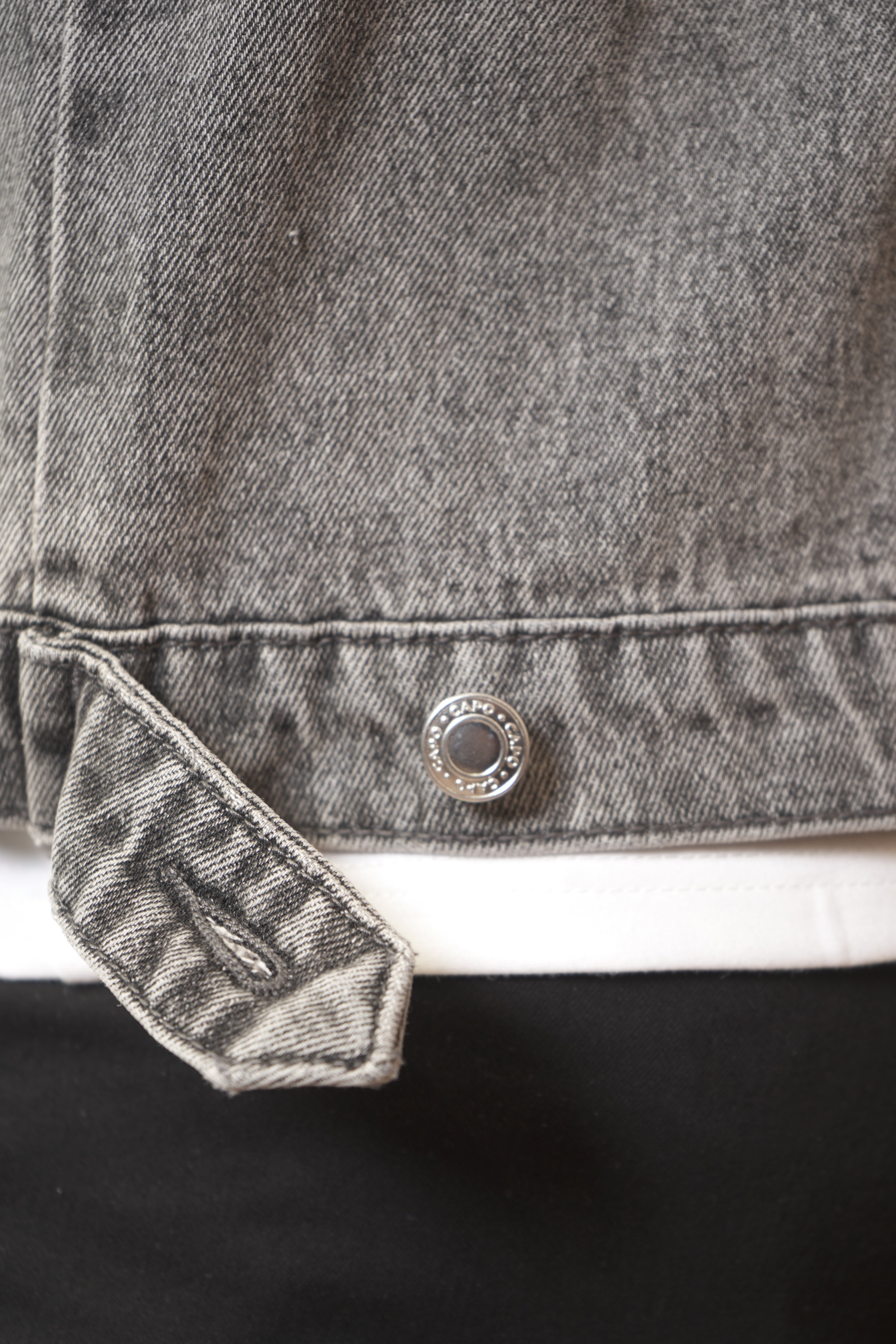 CAPO Washed Black Zip-Up Denim Jacket