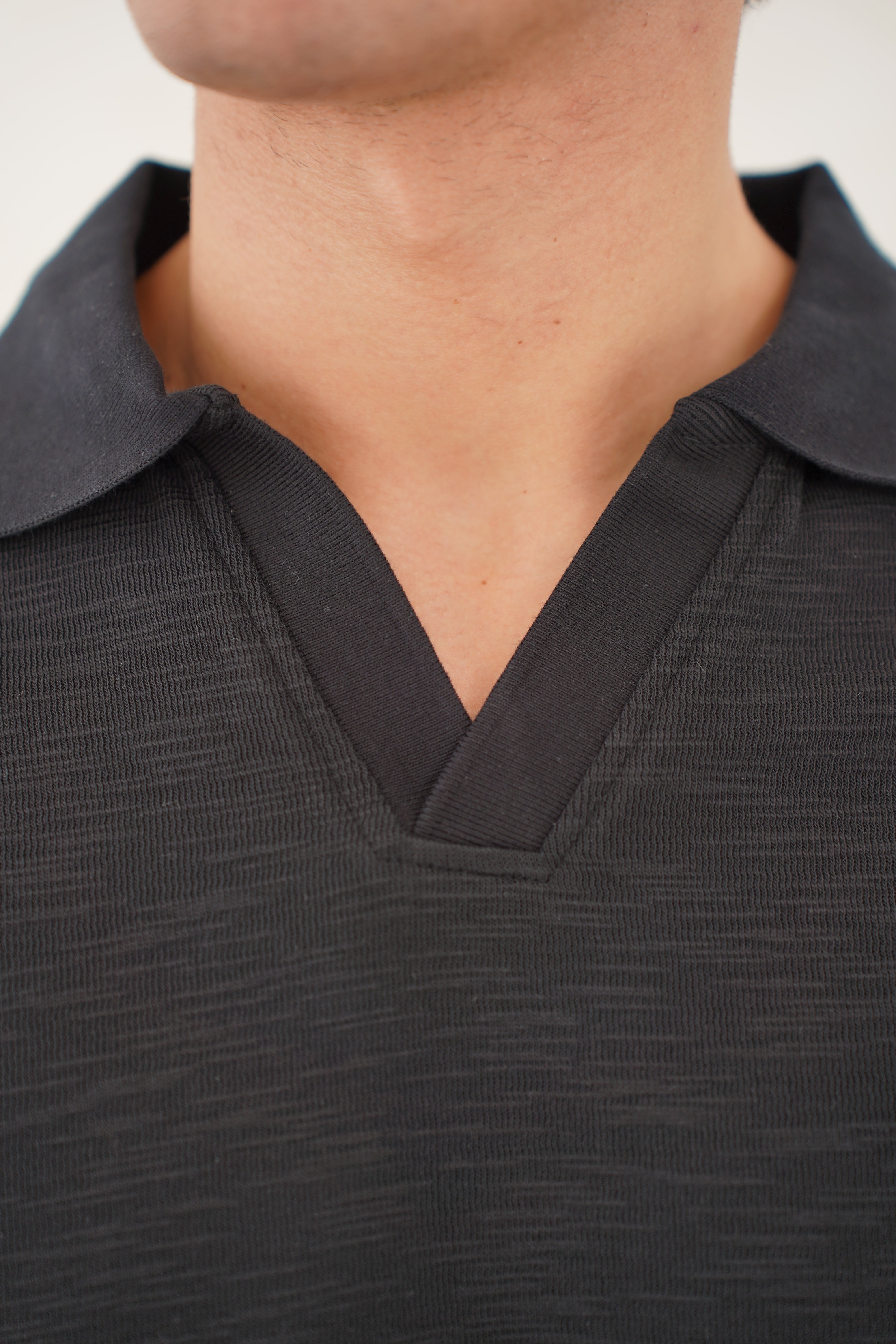 CAPO Jersey Slub Cuban Black Polo Shirts