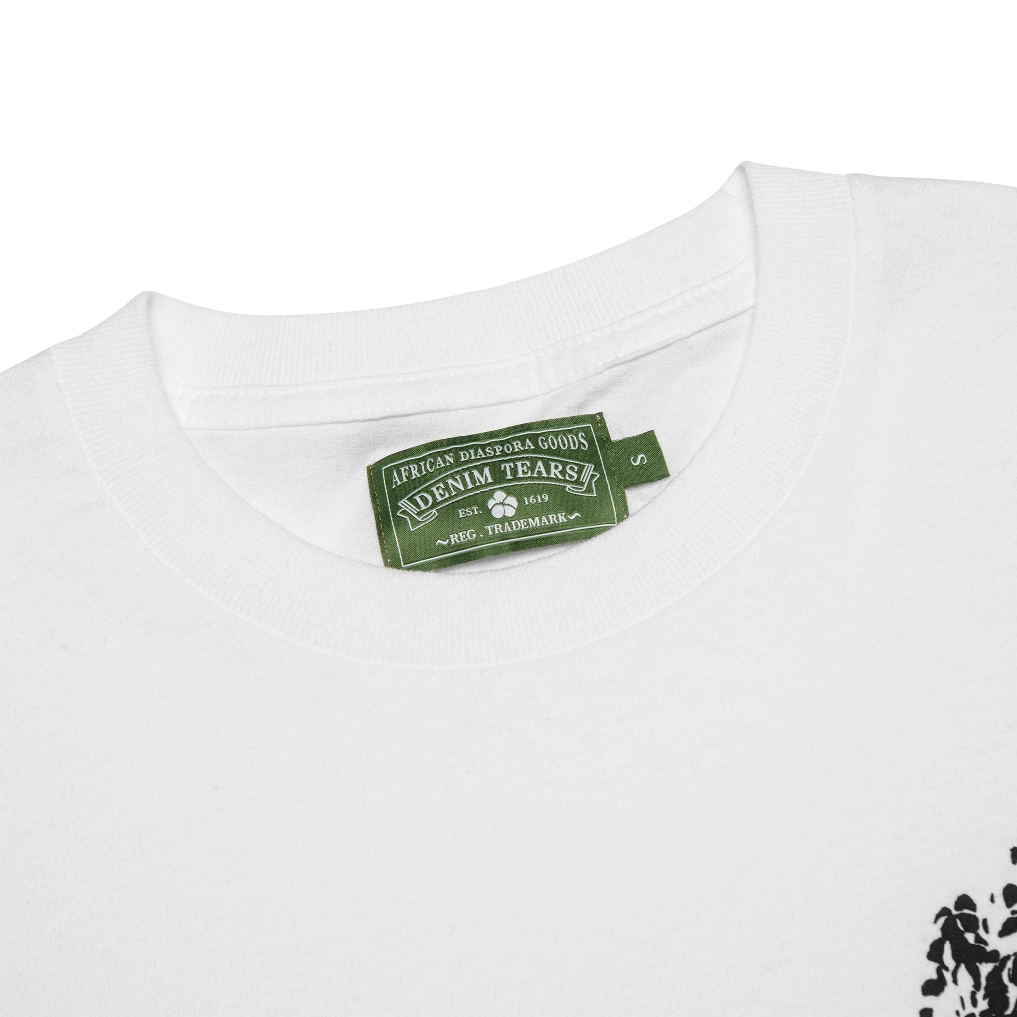 Neck view of Denim Tears Denim University White T Shirt