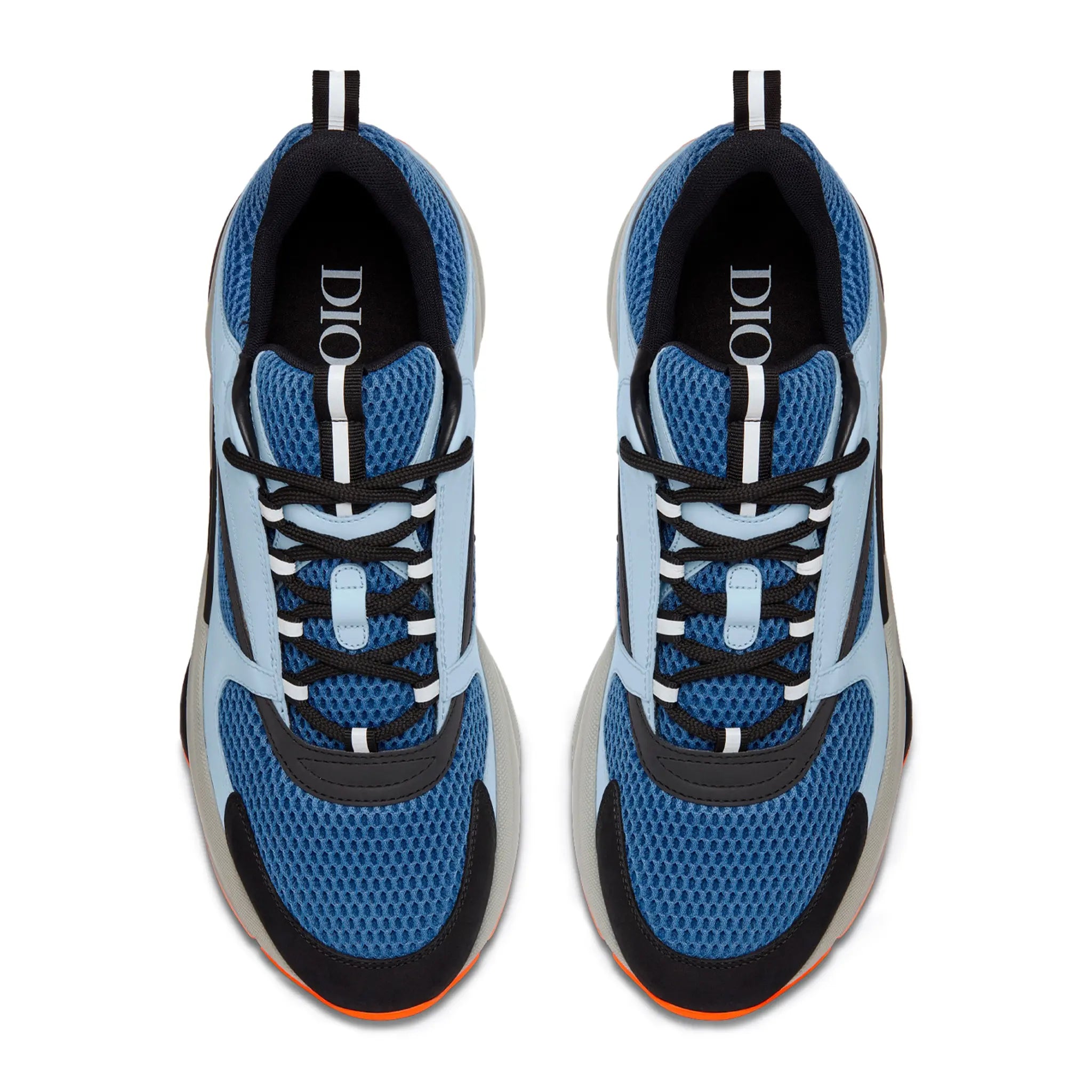 Upper View of Dior B22 Blue Grey Calfskin Trainer 3SN231YRK H568