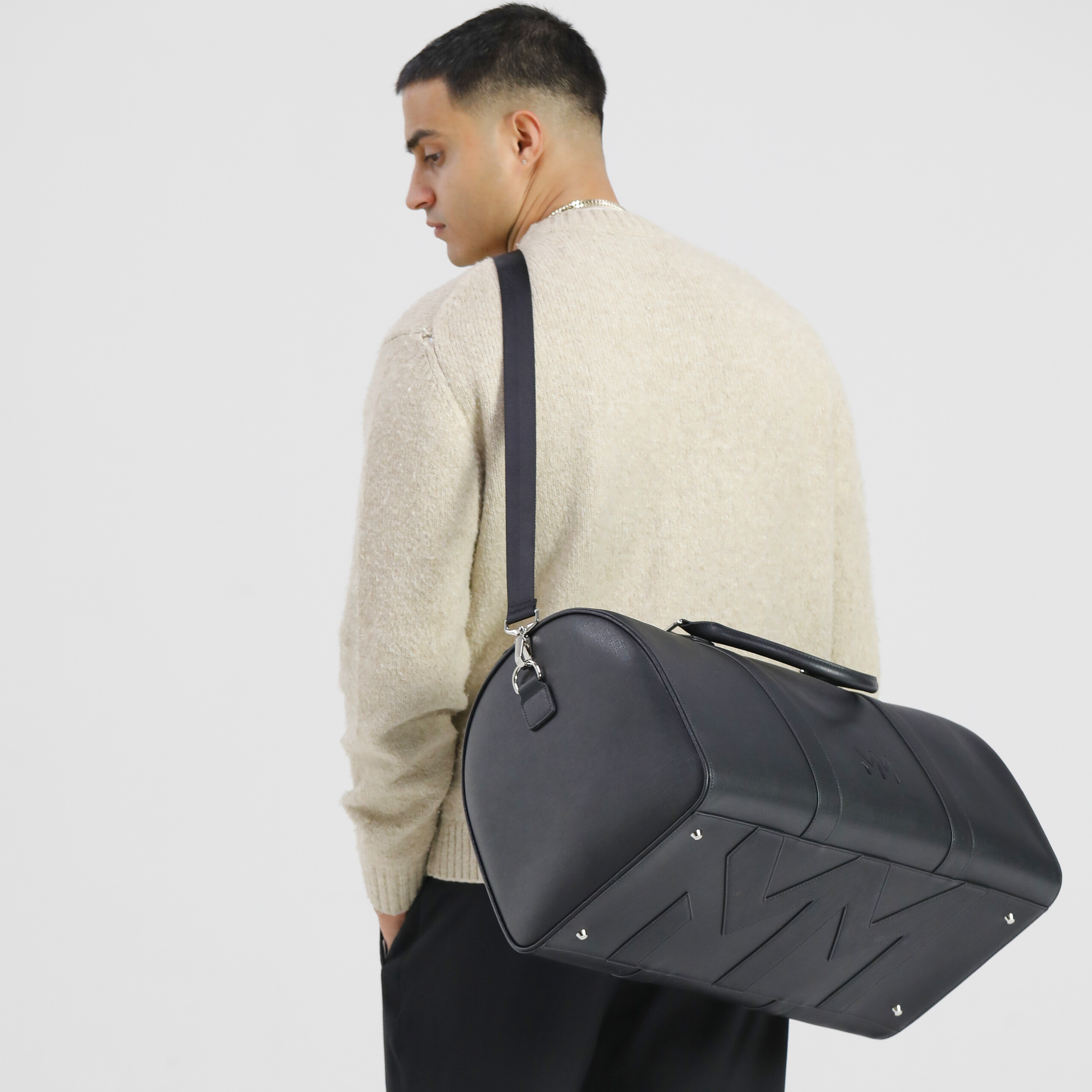 MM London Nardo Saffiano Black Duffel Bag
