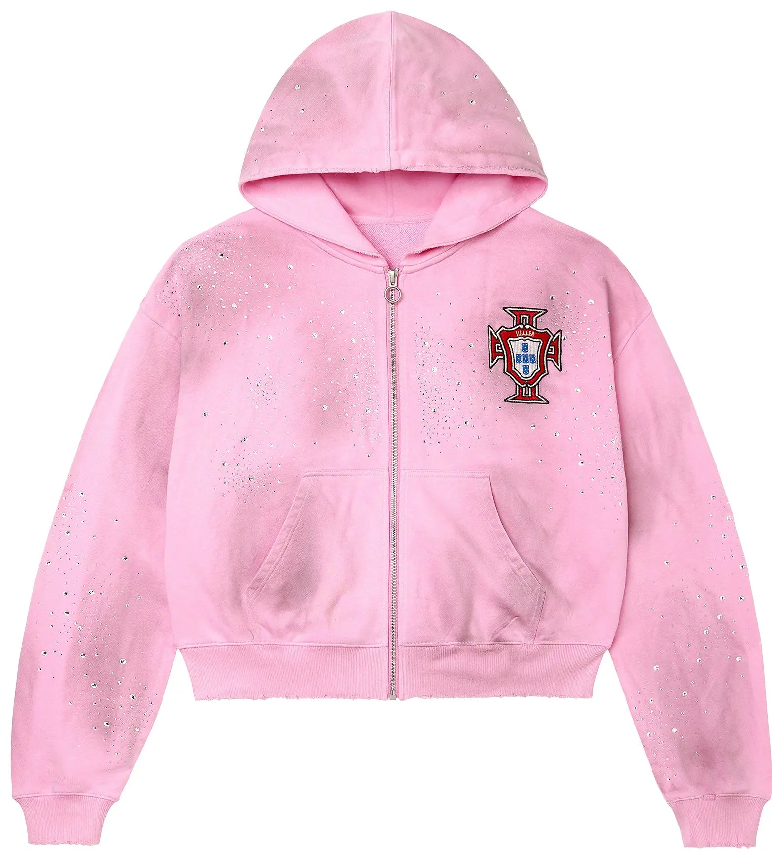 Front View of Vale Forever Valley Dreams Pink Venus Zip-Up Hoodie