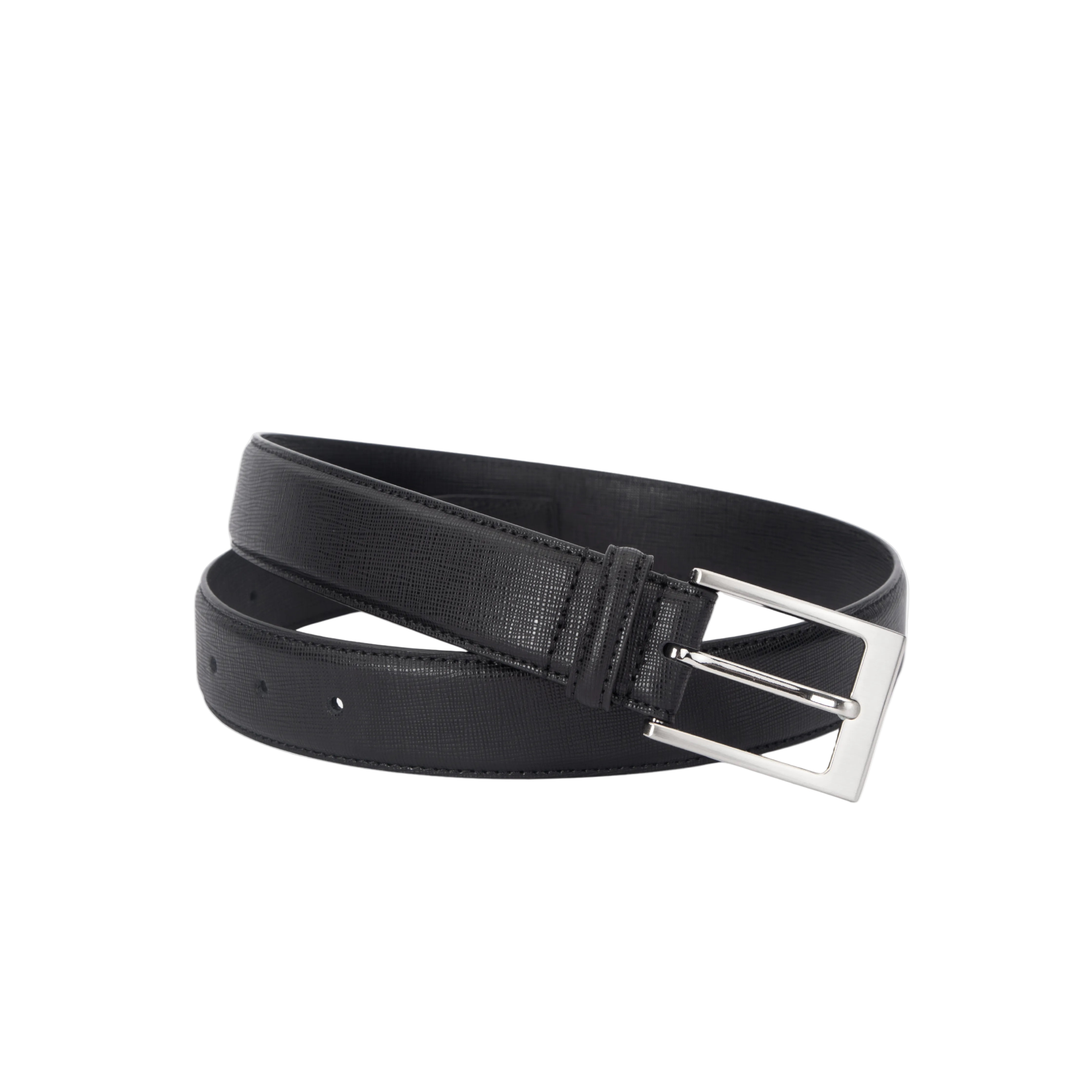 MM London Saffiano Leather Black Belt