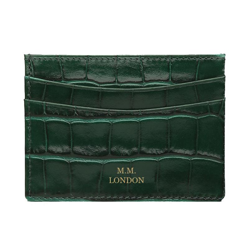 MM London Slim Crocodile Green Card Holder