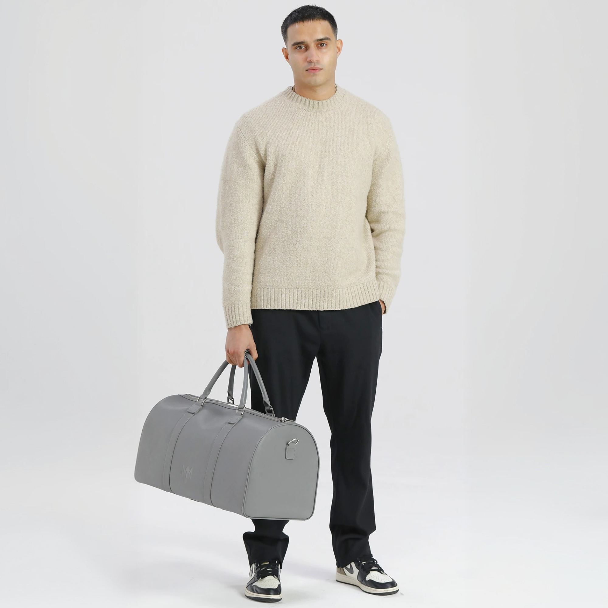 MM London Nardo Saffiano Grey Duffel Bag