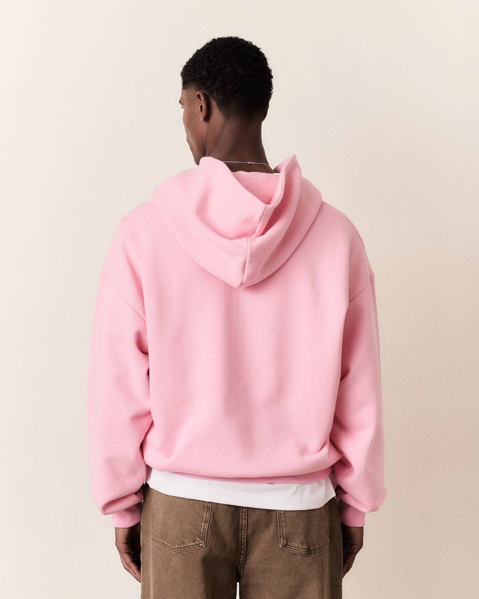 Coszus Embroidered Pink Zip-Up Hoodie