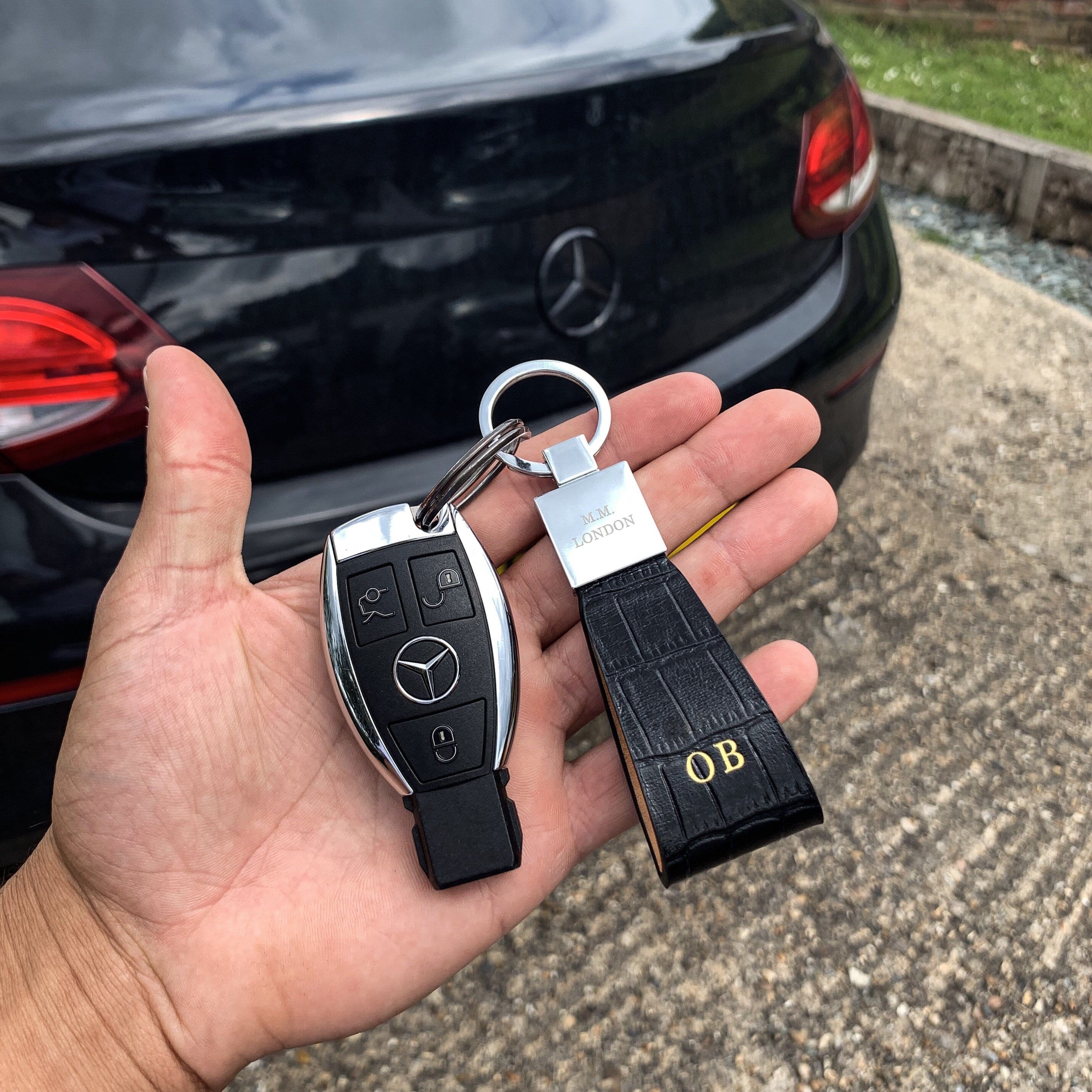 MM London Classic Crocodile Black Key Holder