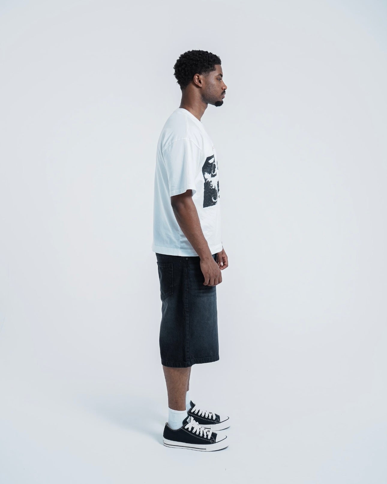 Model view of Conflicted Hearts Signature White T-Shirt
