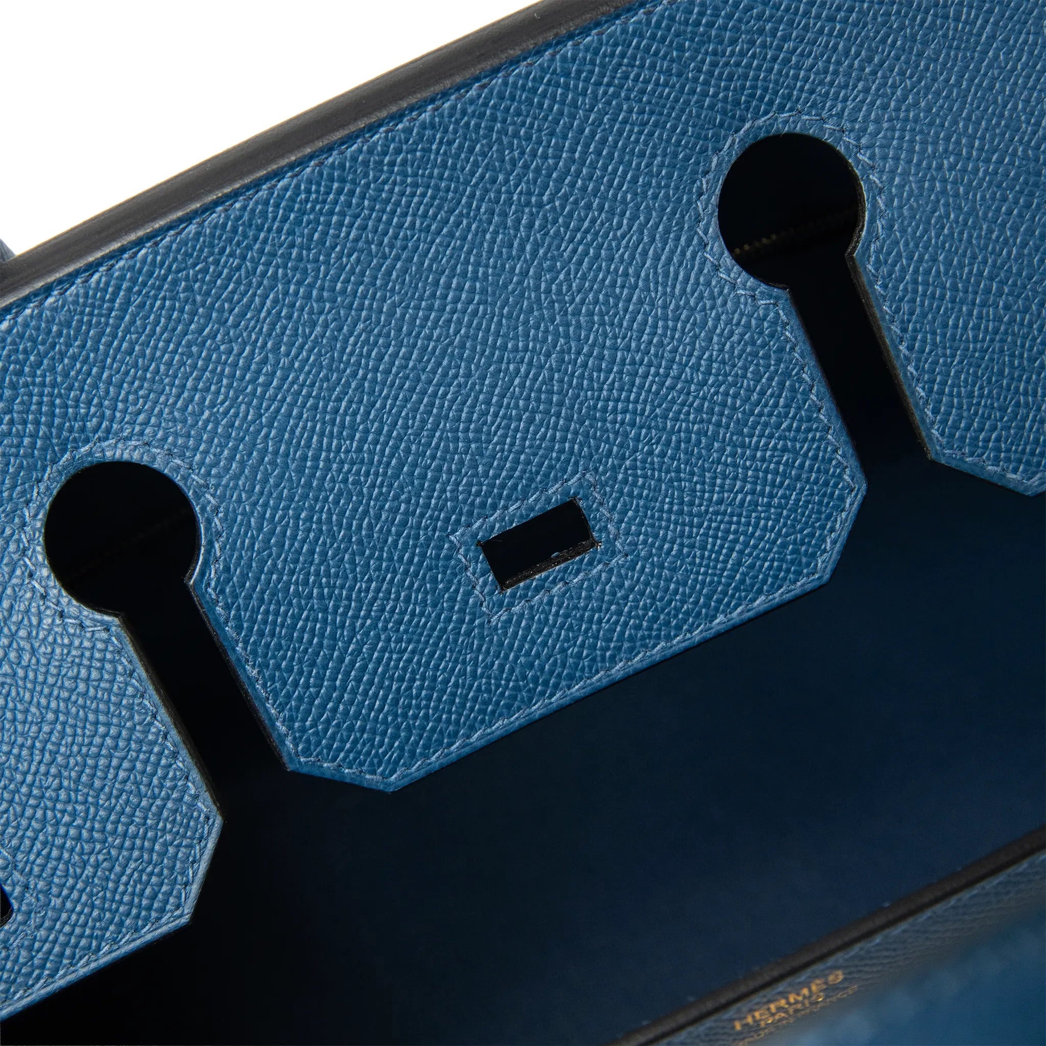 Inside View of Hermès Birkin 30 Deep Blue Epsom Leather Gold Hardware LU1380225624872