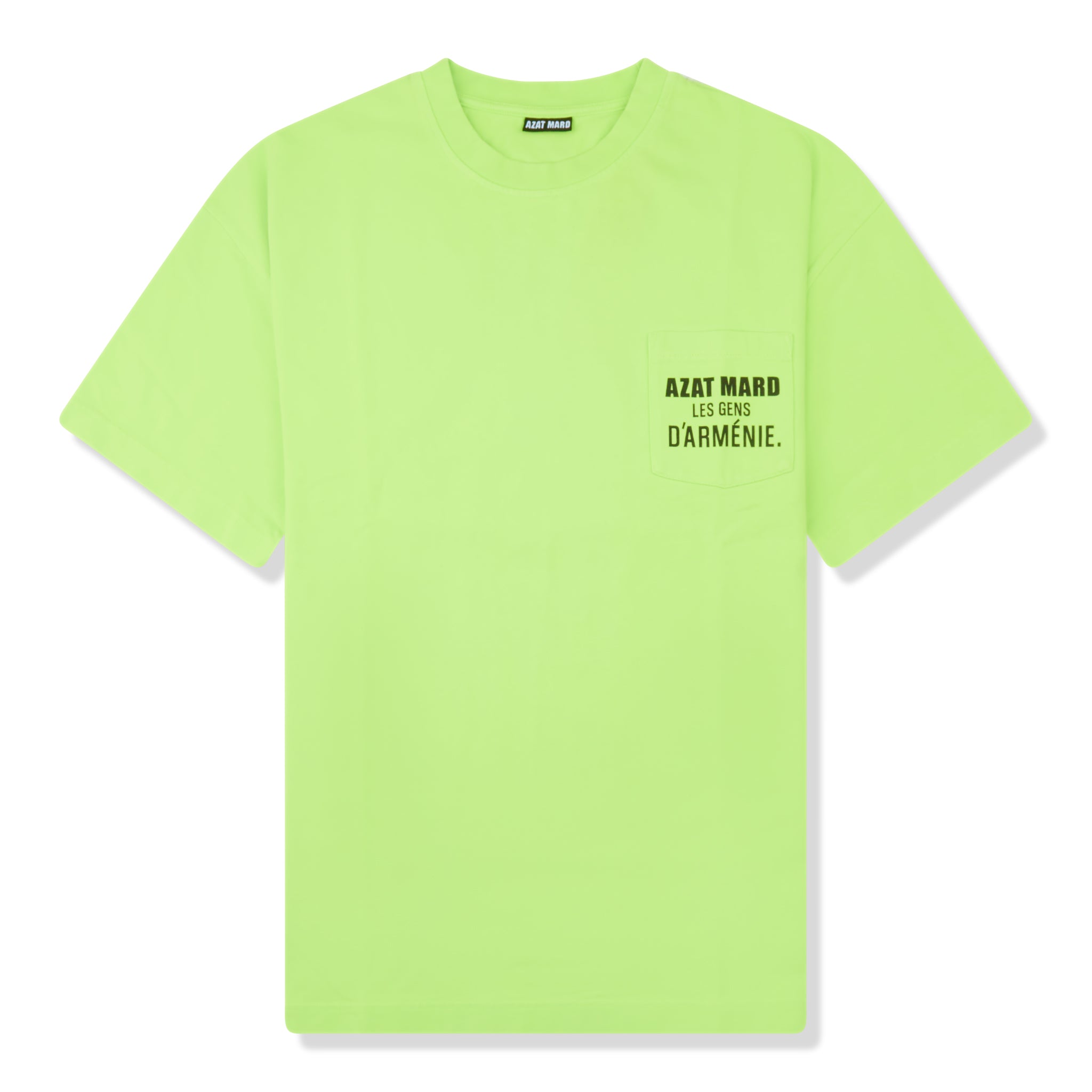 Front view of Azat Mard Les Gens T Shirt Lime Green SS23090