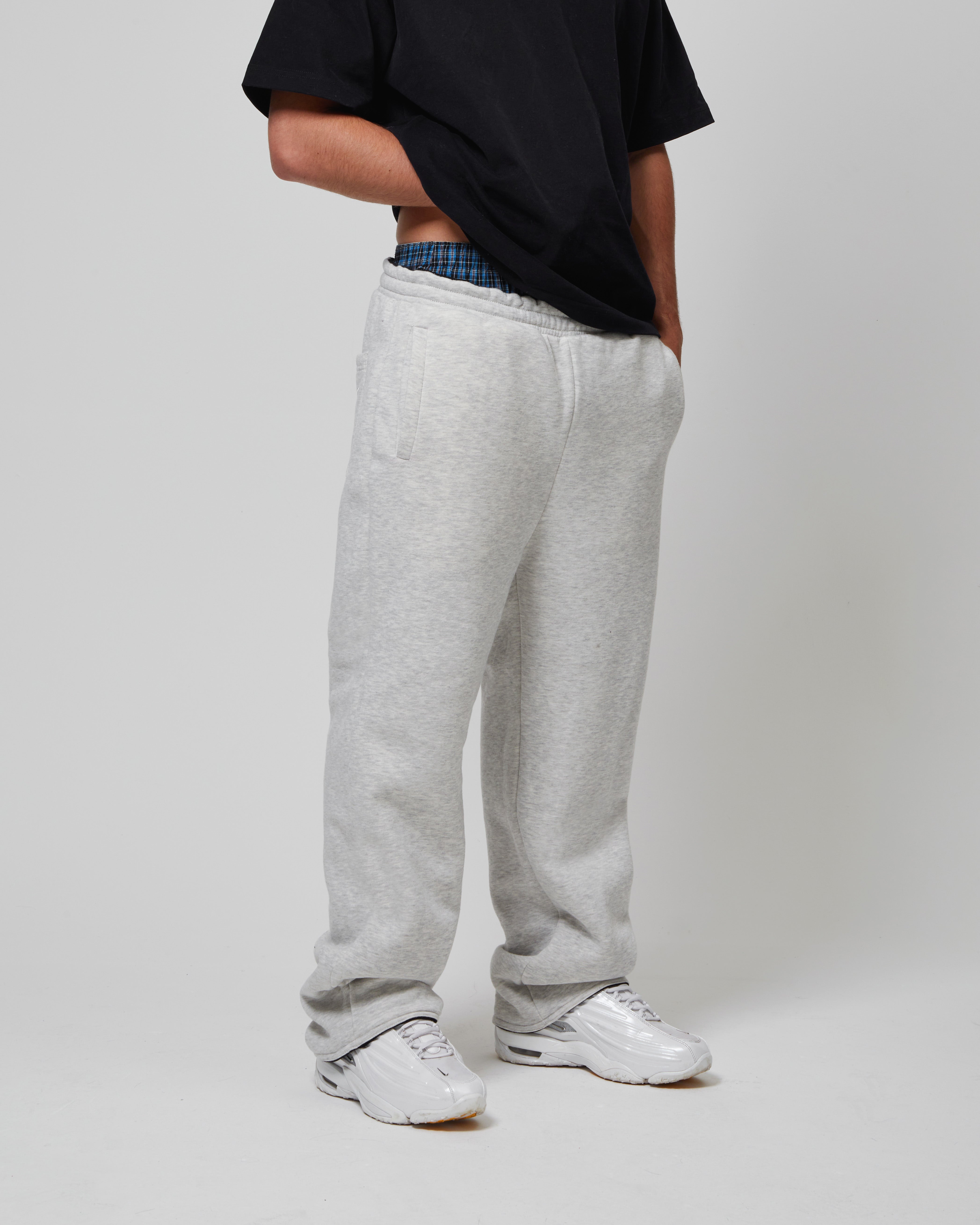 Side view of Kaizen Market Reversible Grey Black Sweatpants
