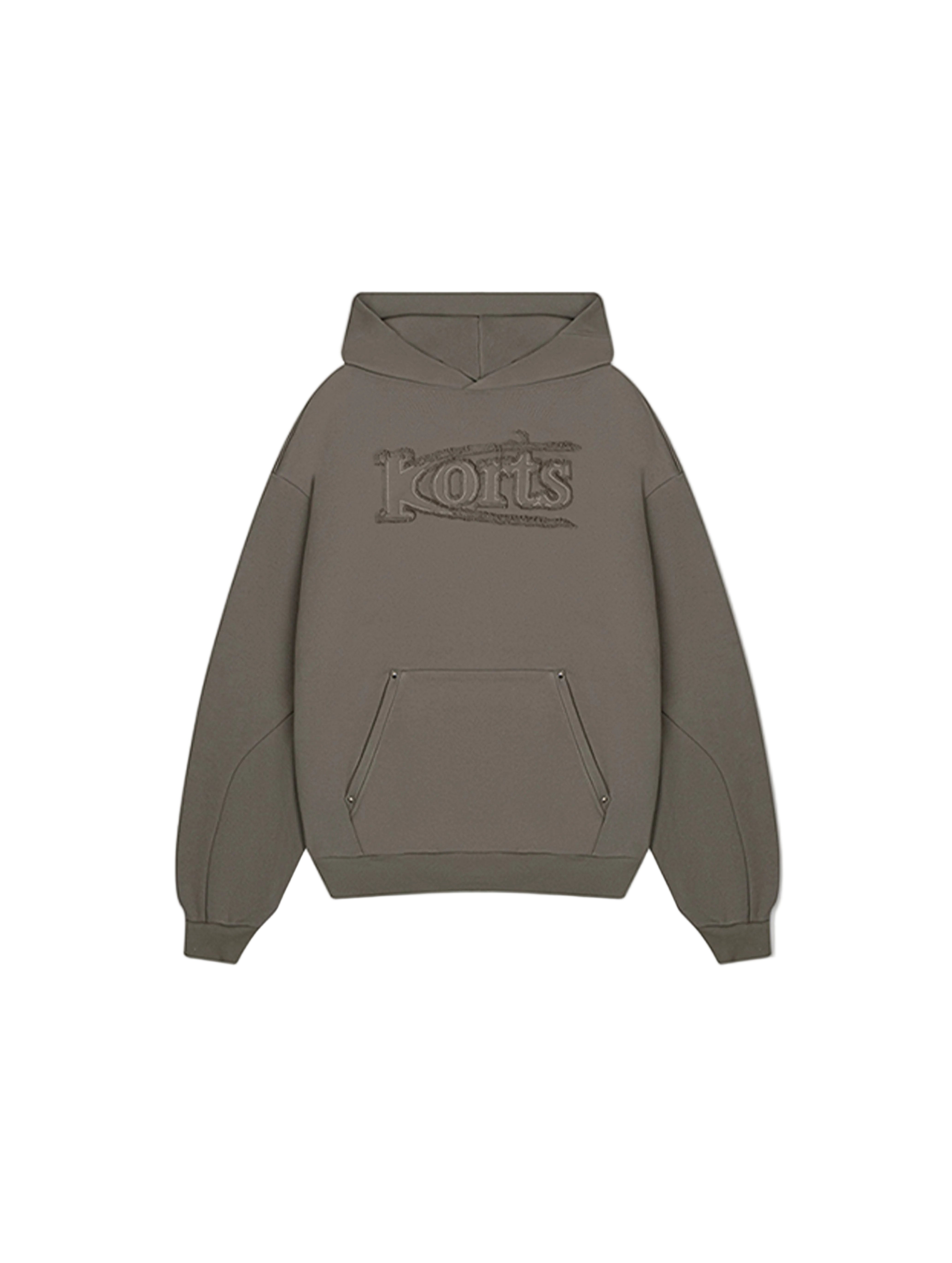 Front view of Kortsiide Patchwork Korts Khaki Hoodie