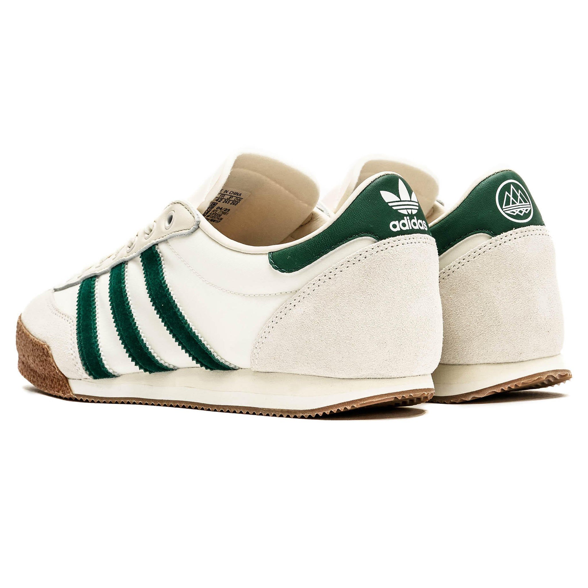 Heel View of Liam Gallagher x Adidas Spezial LG2 Bottle Green IF8358