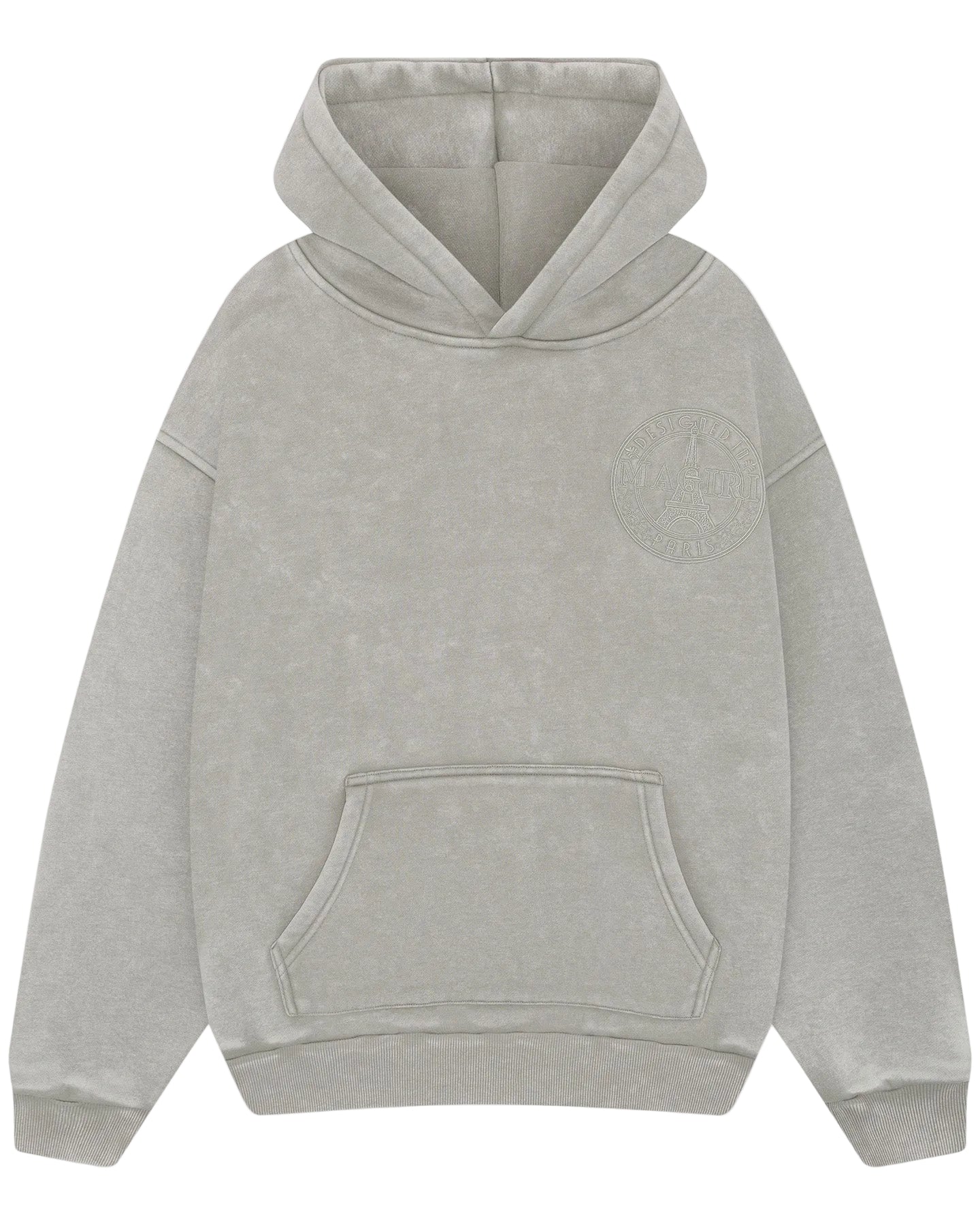 MAGIRI Embroidered Acid Washed Oatmeal Hoodie