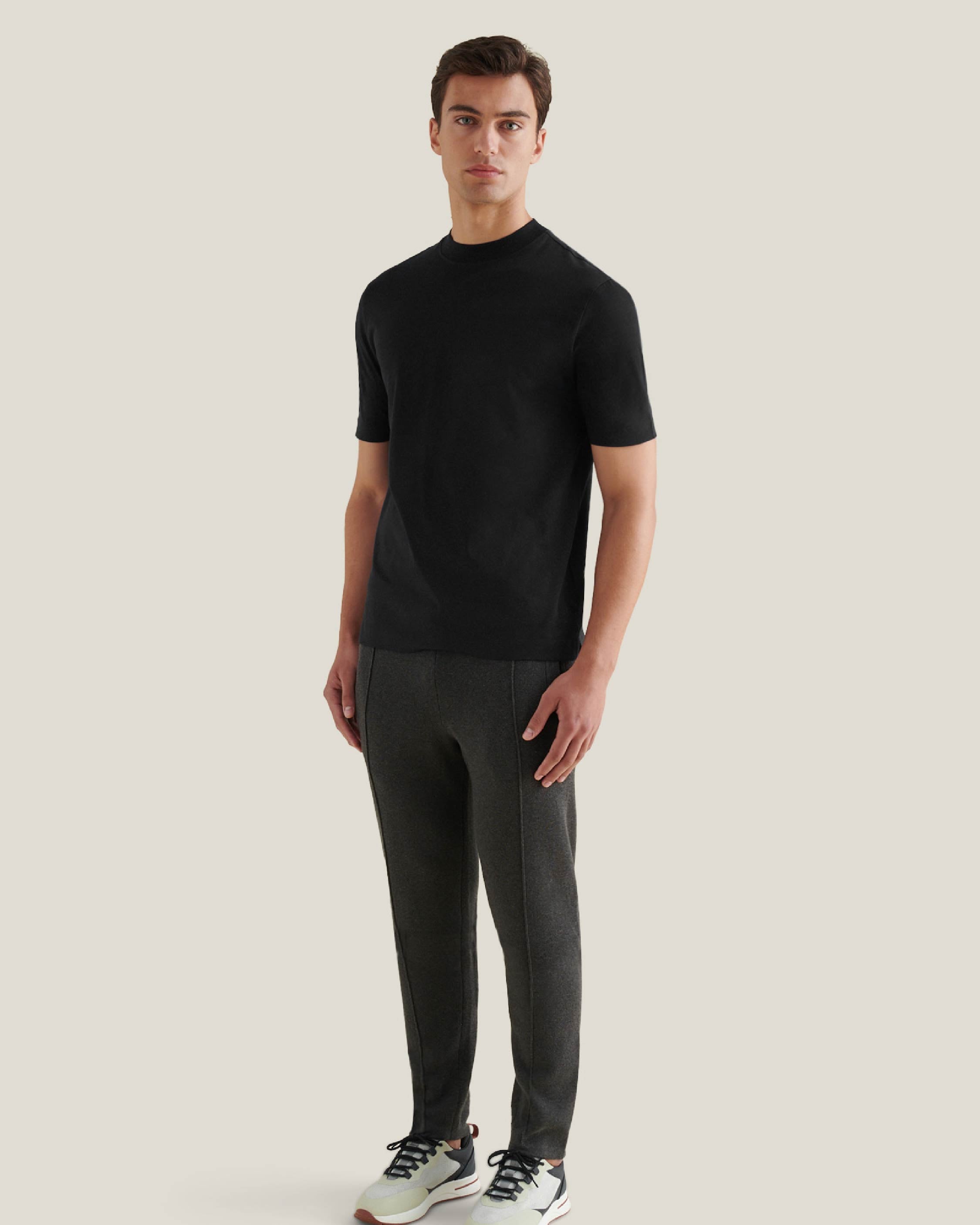 Peckham Rye Mercerised Cotton Black T-Shirt