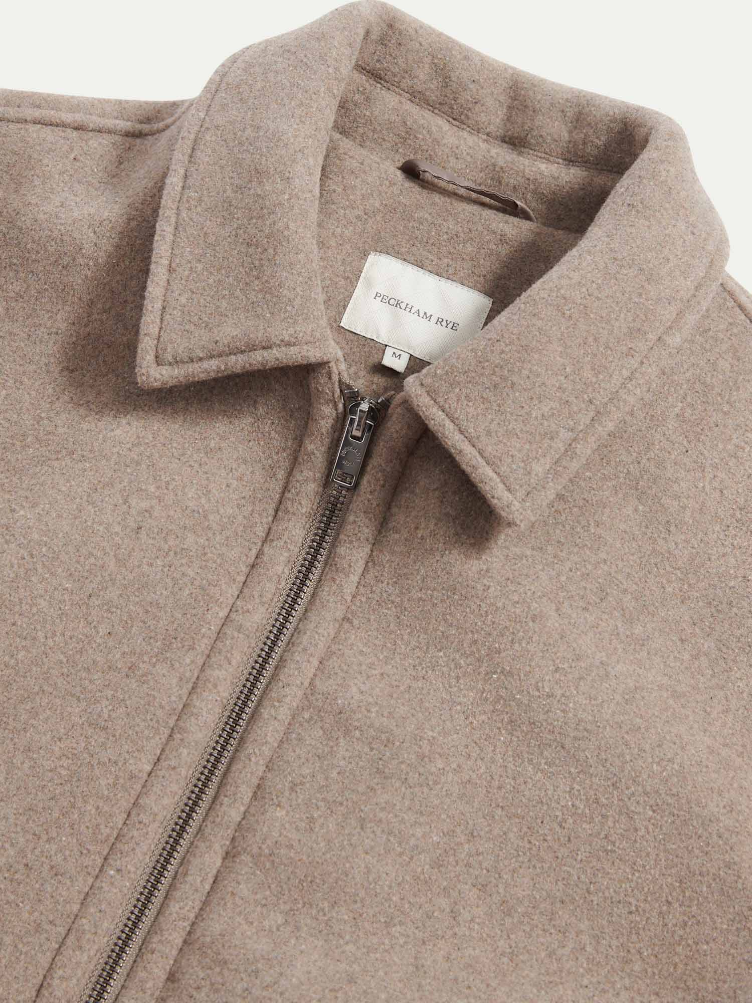Peckham Rye Wool Blend Simply Taupe Bomber Jacket
