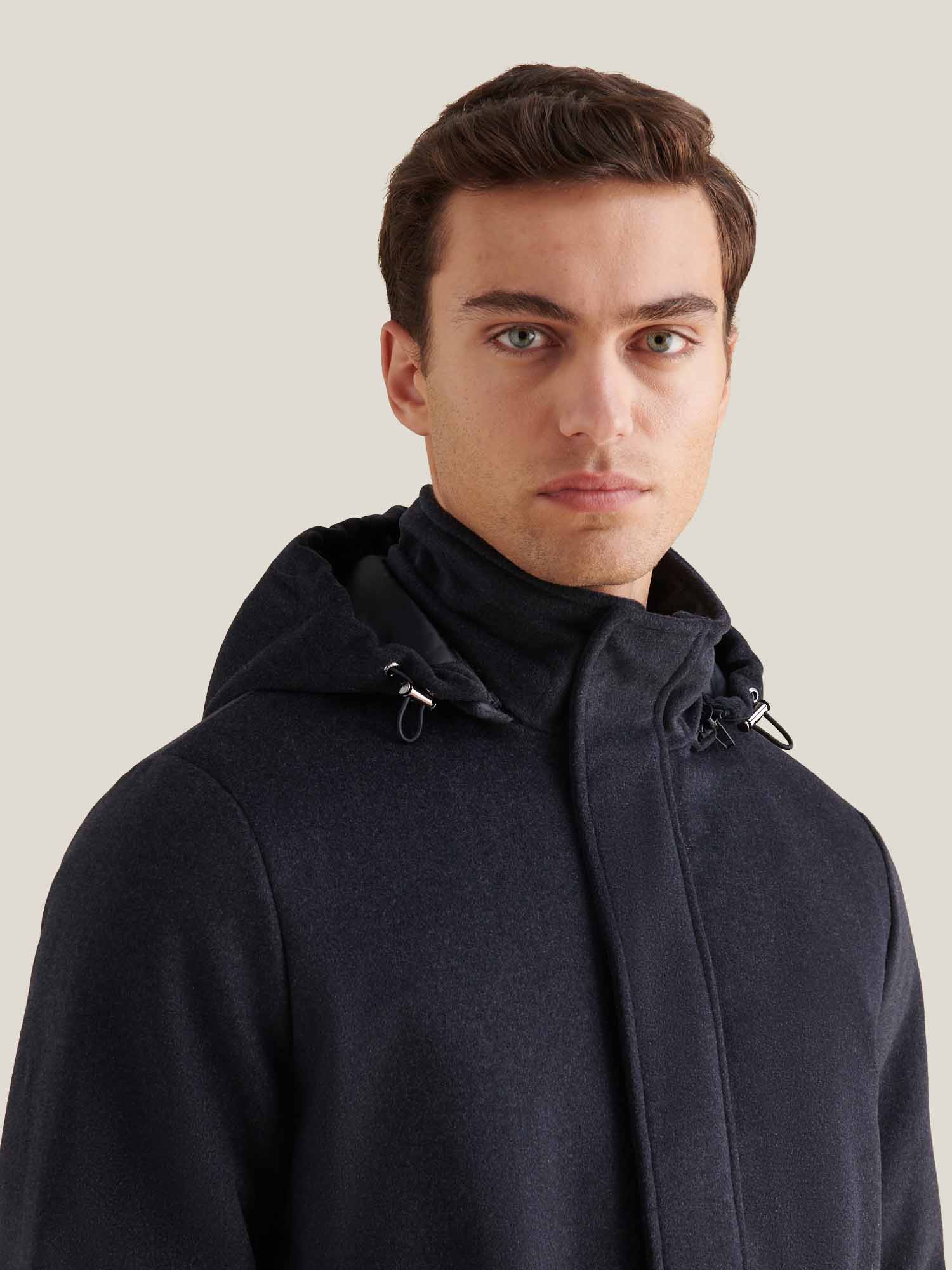 Peckham Rye Wool Blend Dark Sapphire Navy Padded Parka Jacket