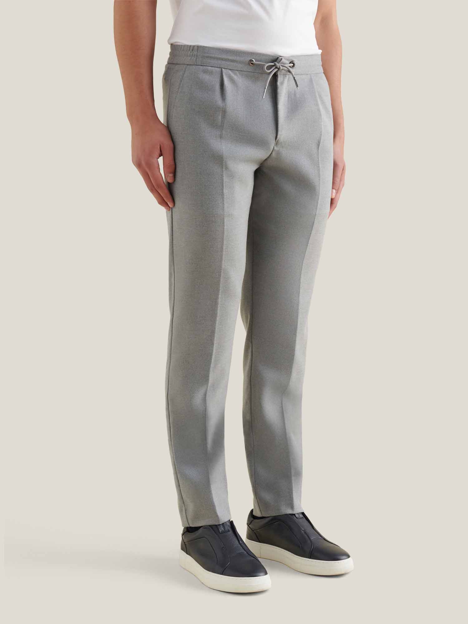 Peckham Rye Flannel Light Grey Marl Tech Drawstring Trousers
